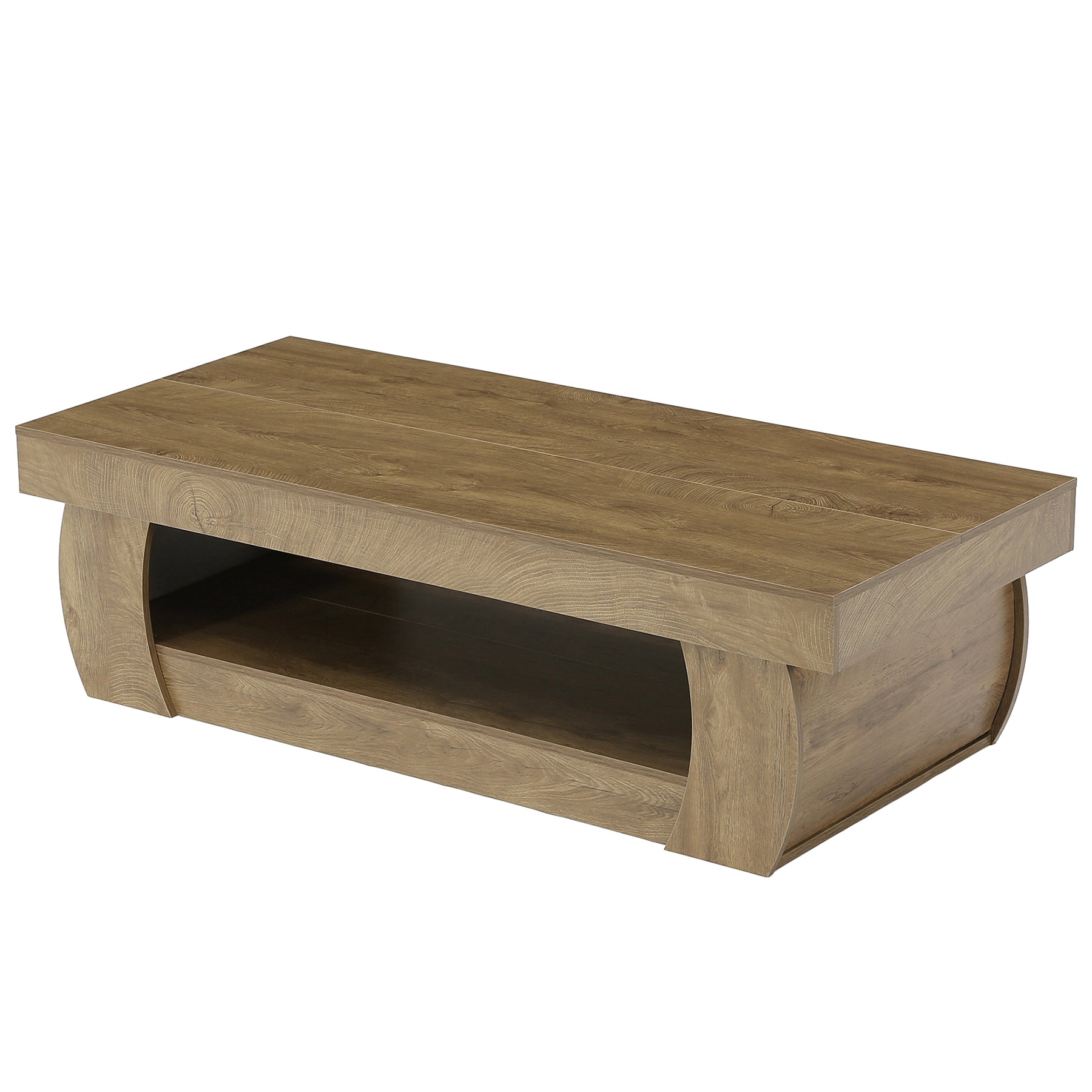 Tribesigns 55-Inch Wooden Coffee Table with 2-Tier Storage Shelf and Curved Legs, Modern Farmhouse Center Table for Living Room and Apartment