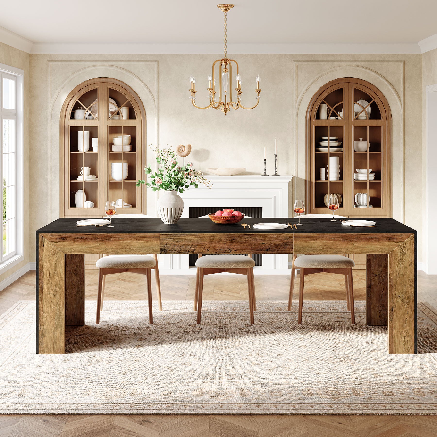 78.7" Long Dining Table, Rectangular Kitchen Table for 6-8 People