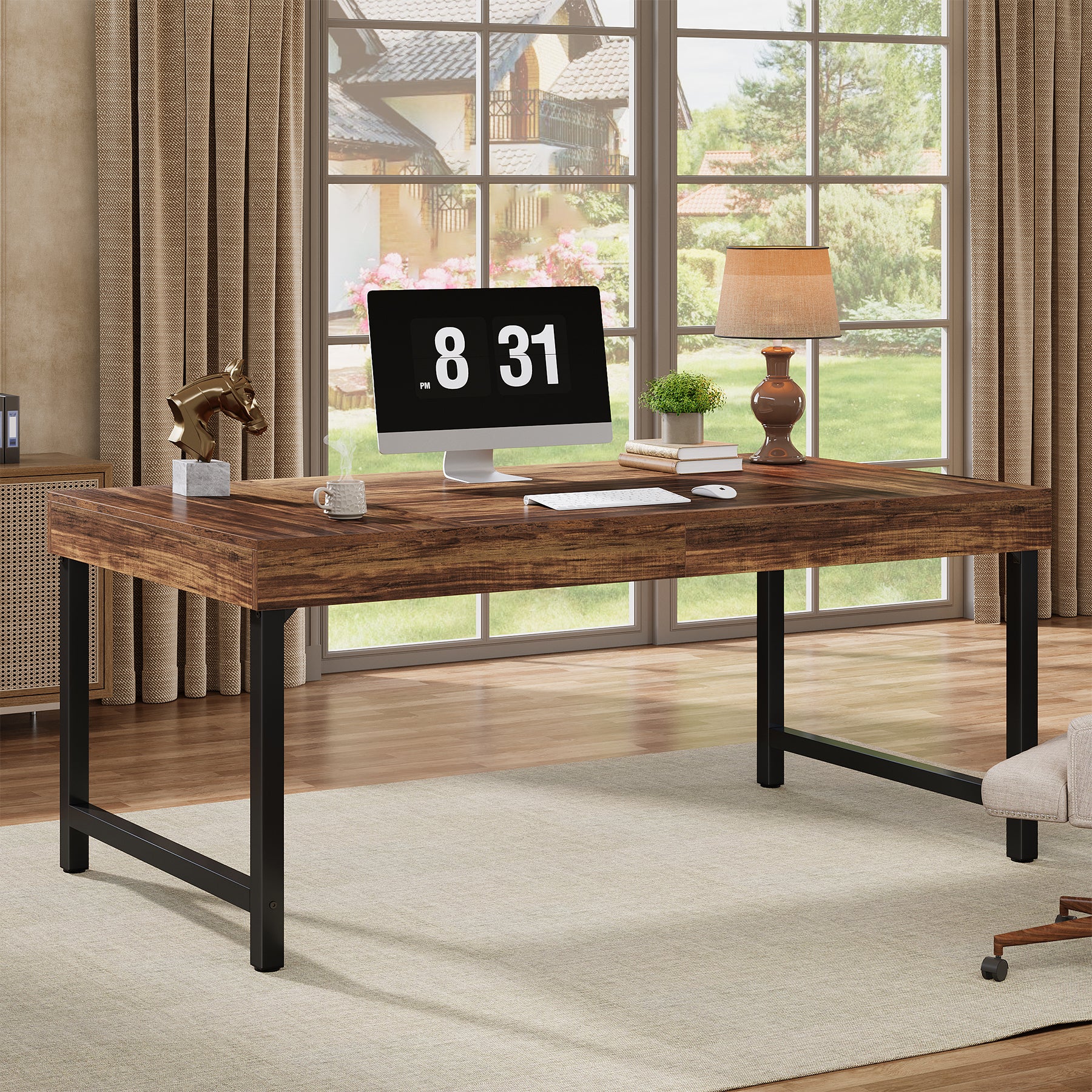 55" Executive Desk, Simple Computer Desk for Home Office
