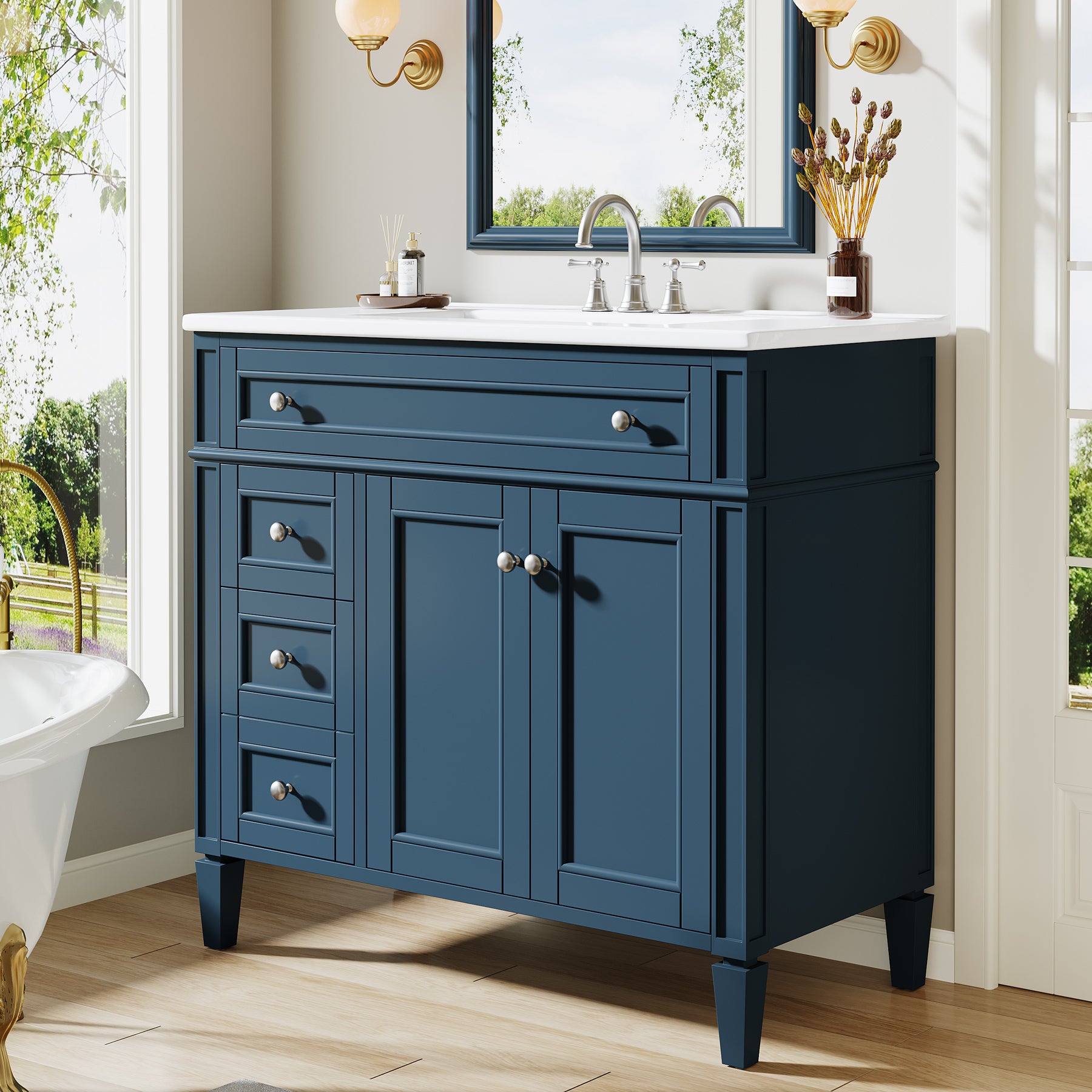 Modern Bathroom Vanity, 36" Bathroom Sink Vanity Cabinet with 3 Drawers