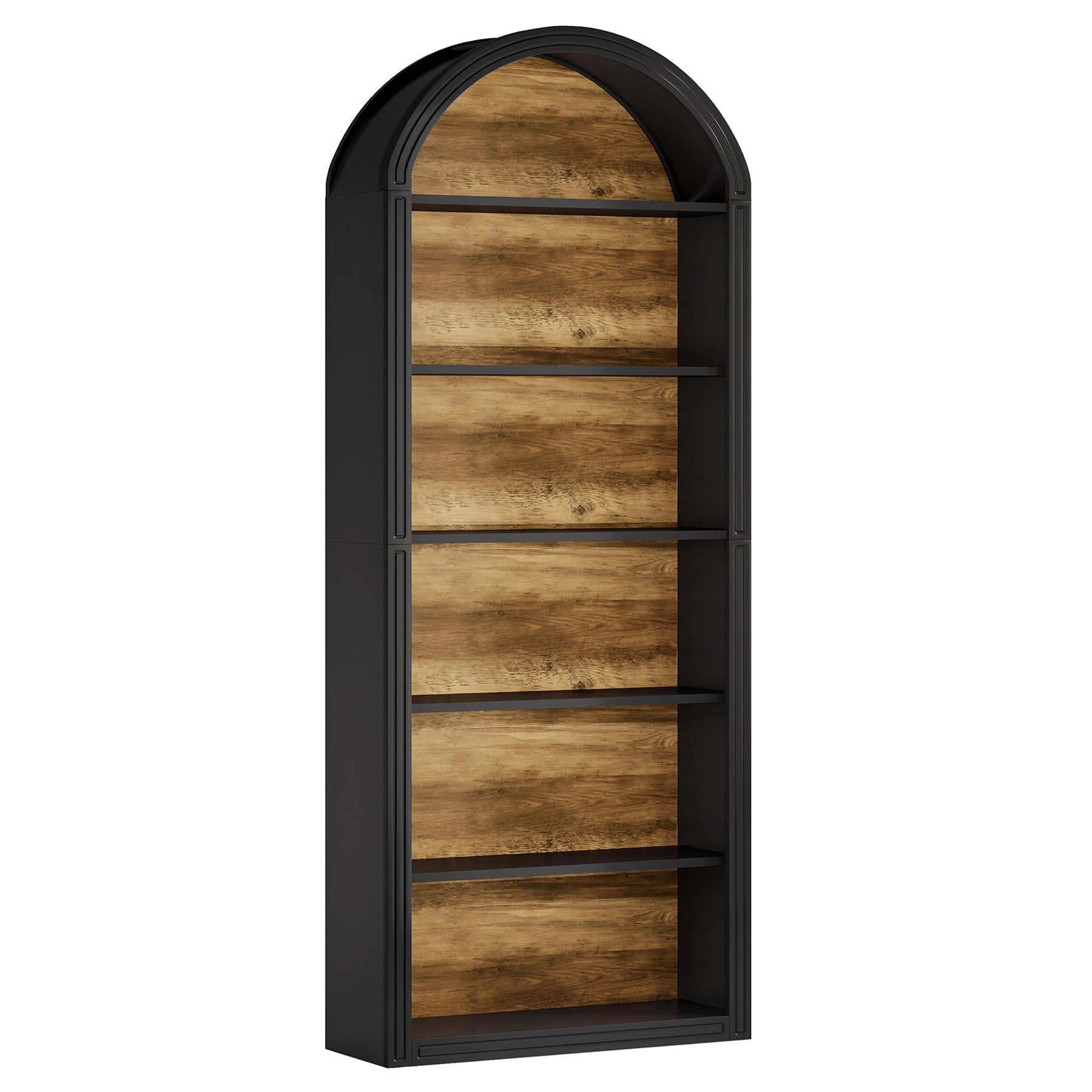 6/8-Tier Tall Bookshelf, Wooden Arched Bookcase Display Shelving Unit