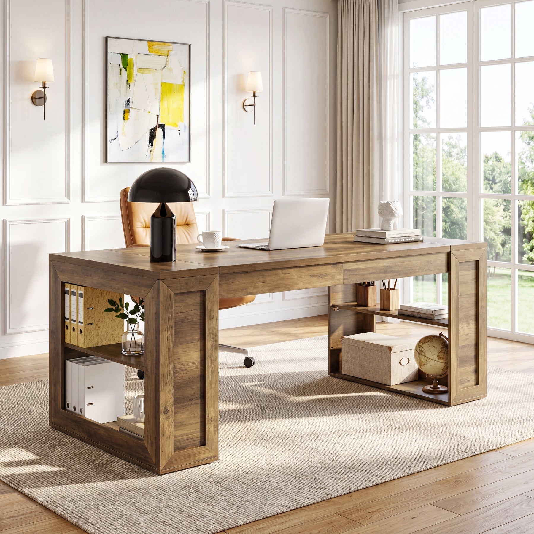 Tribesigns 70.8-Inch Executive Desk, Computer Desk with Shelves for Office