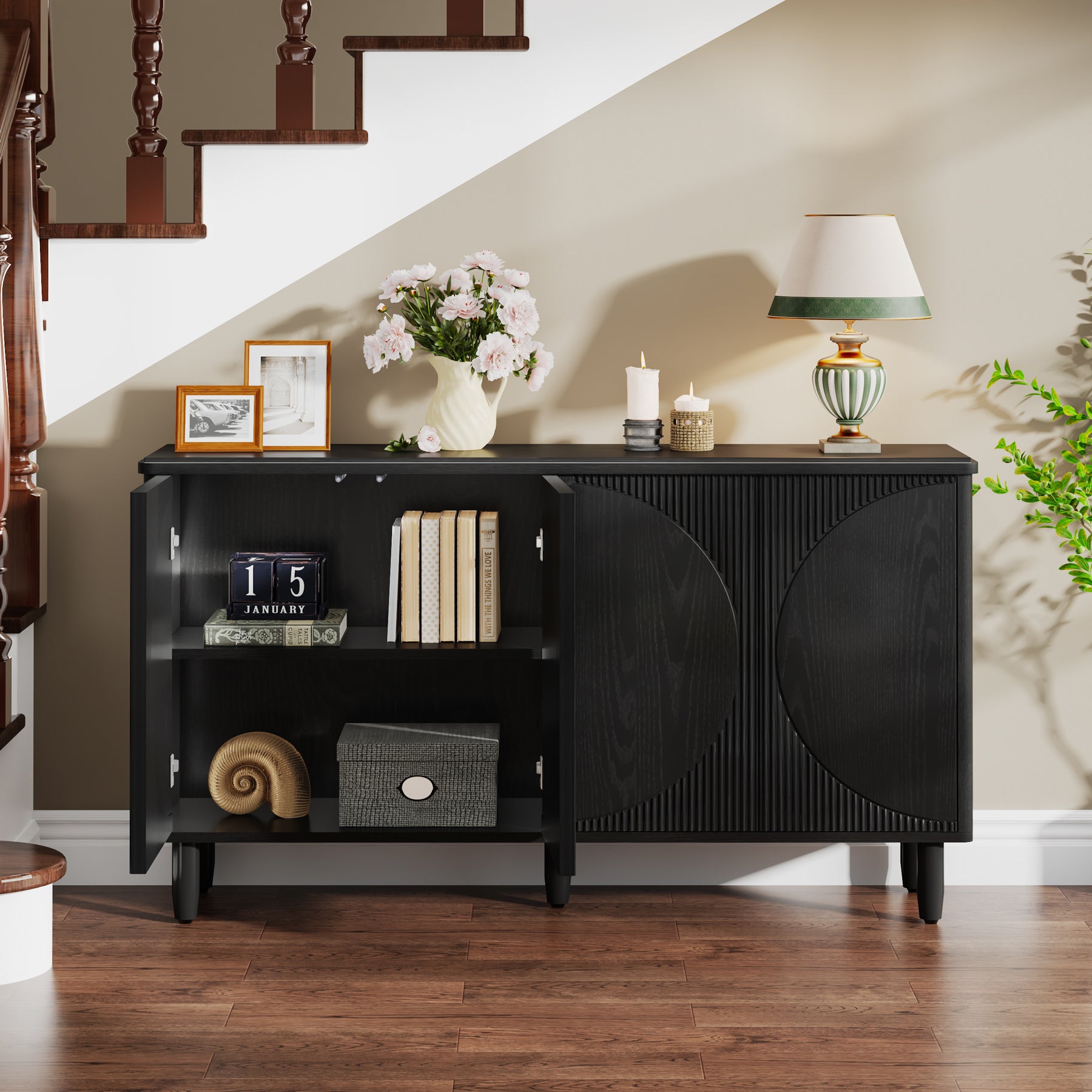 59.4" Sideboard Buffet, Modern Credenza Storage Cabinet with Doors for Kitchen