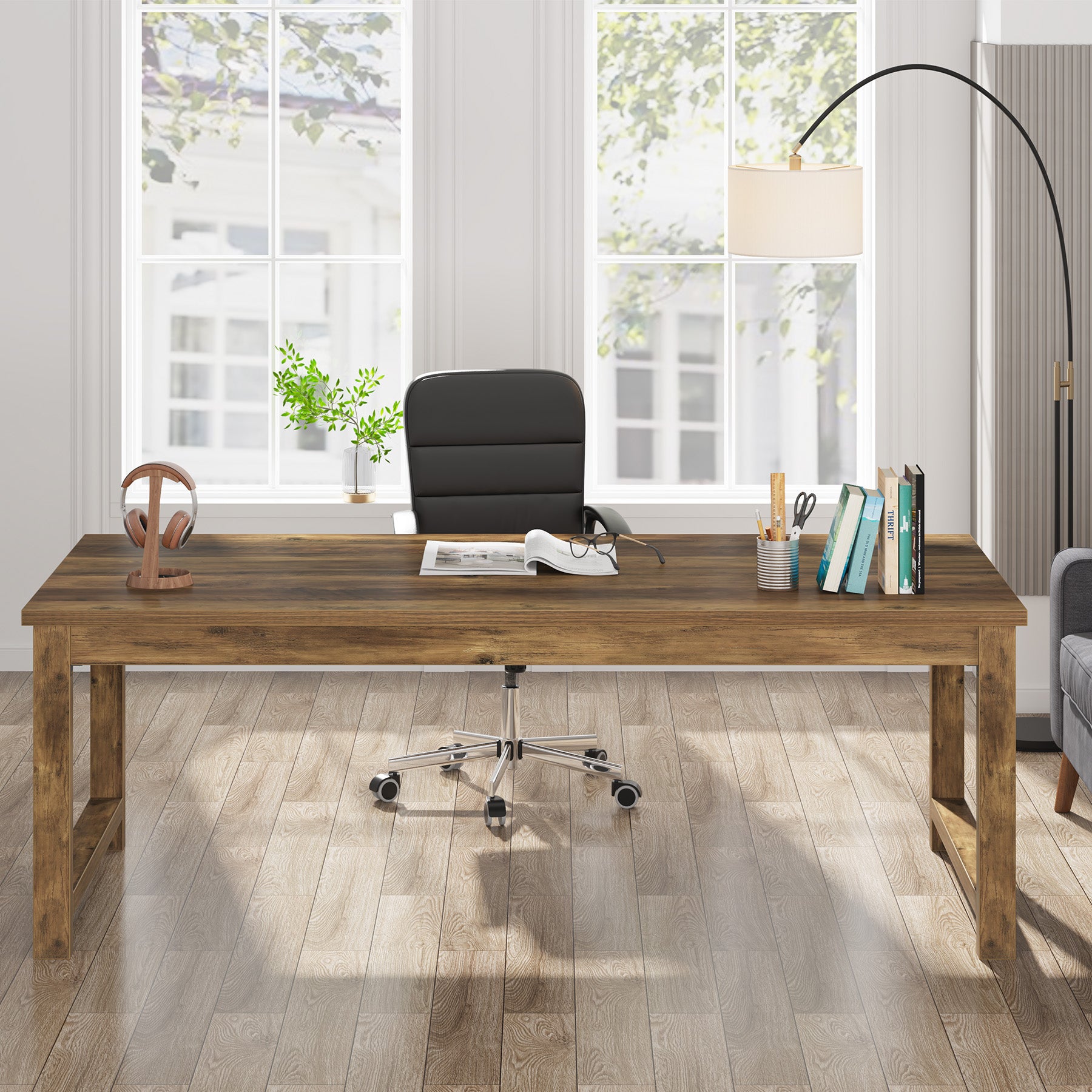 63" Executive Desk, Sturdy Home Office Computer Desk Writing Table