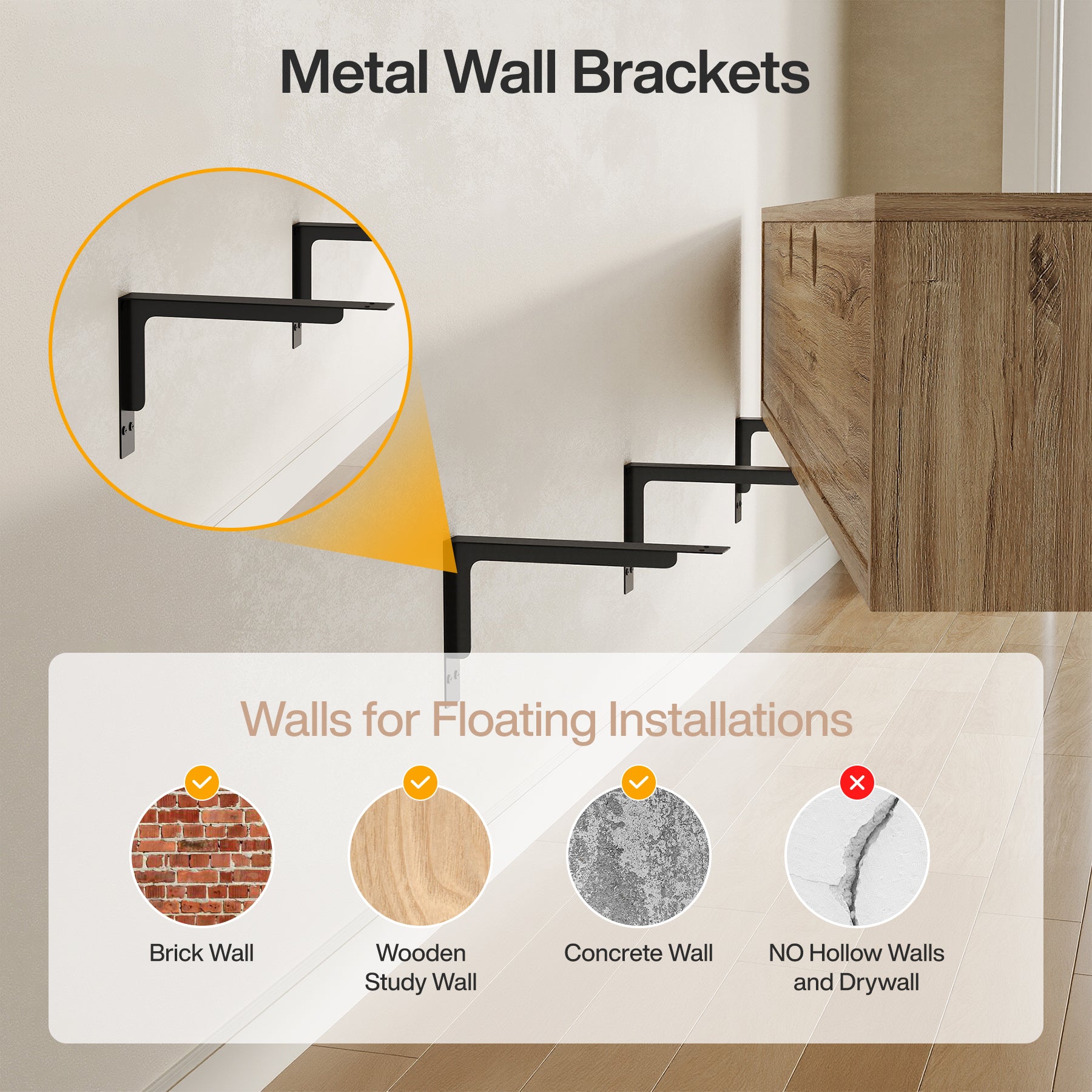 Floating TV Stand, 55" Wall Mounted Media Console with 2 Fluted Drawers