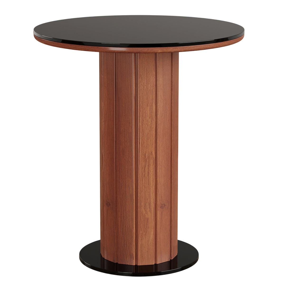 37.8" H Round Bar Table with Tempered Glass Top, Modern Pub Table with Fluted Pedestal Base