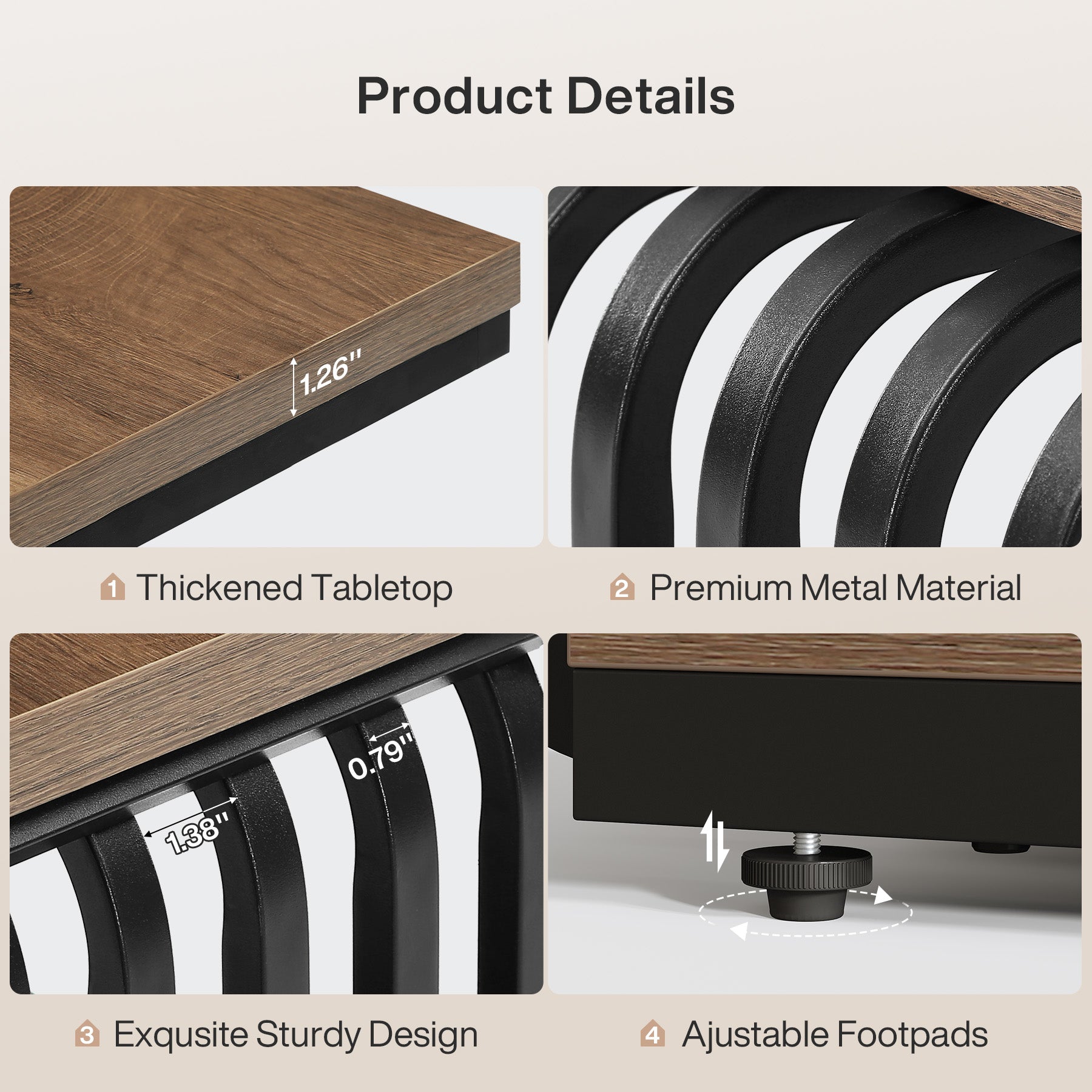 3 Tier End Table, Vintage Side or Bedside Stand for Living Room