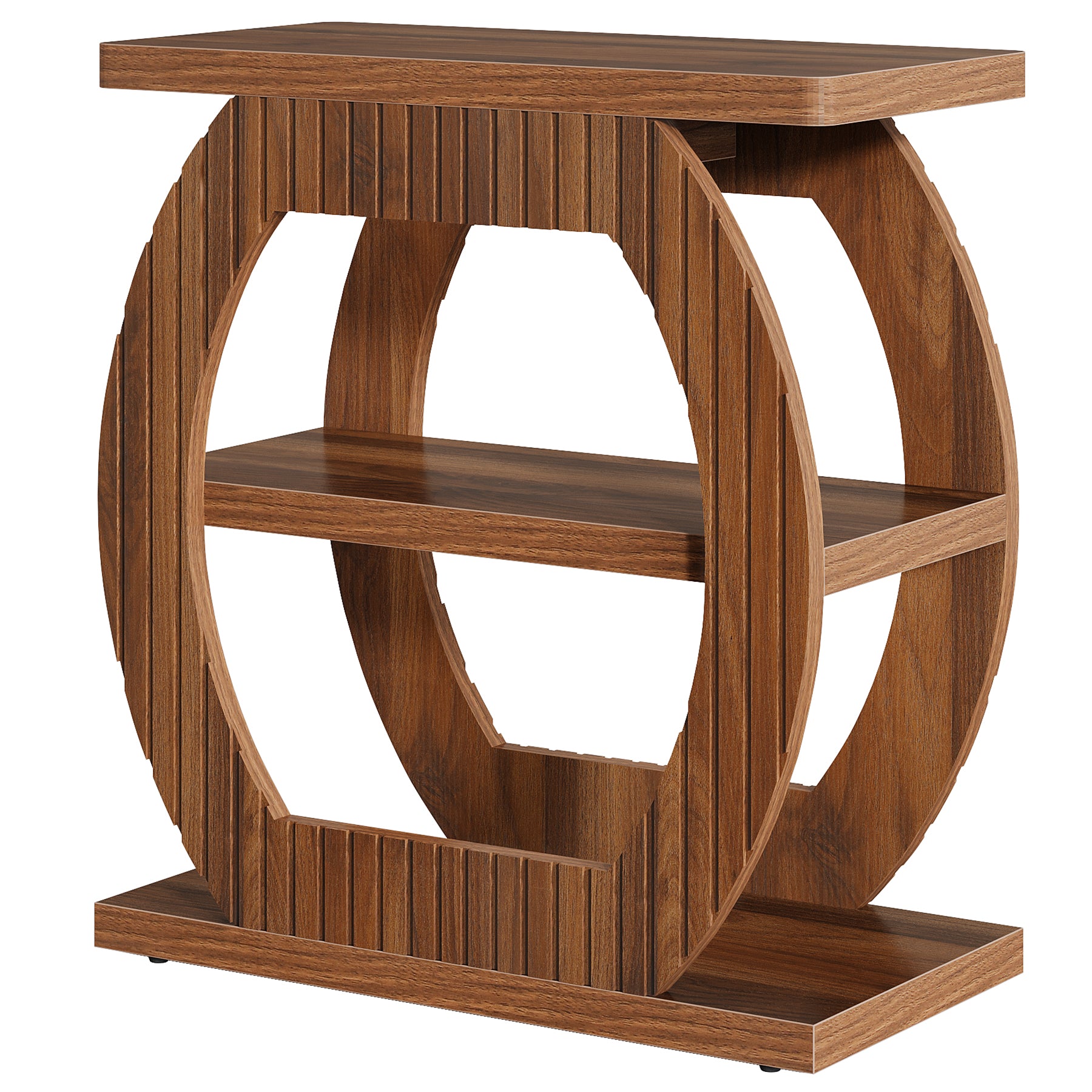 3 - Tier End Table, 26" Rectangle Side Table with 3 Storage Shelves Tribesigns