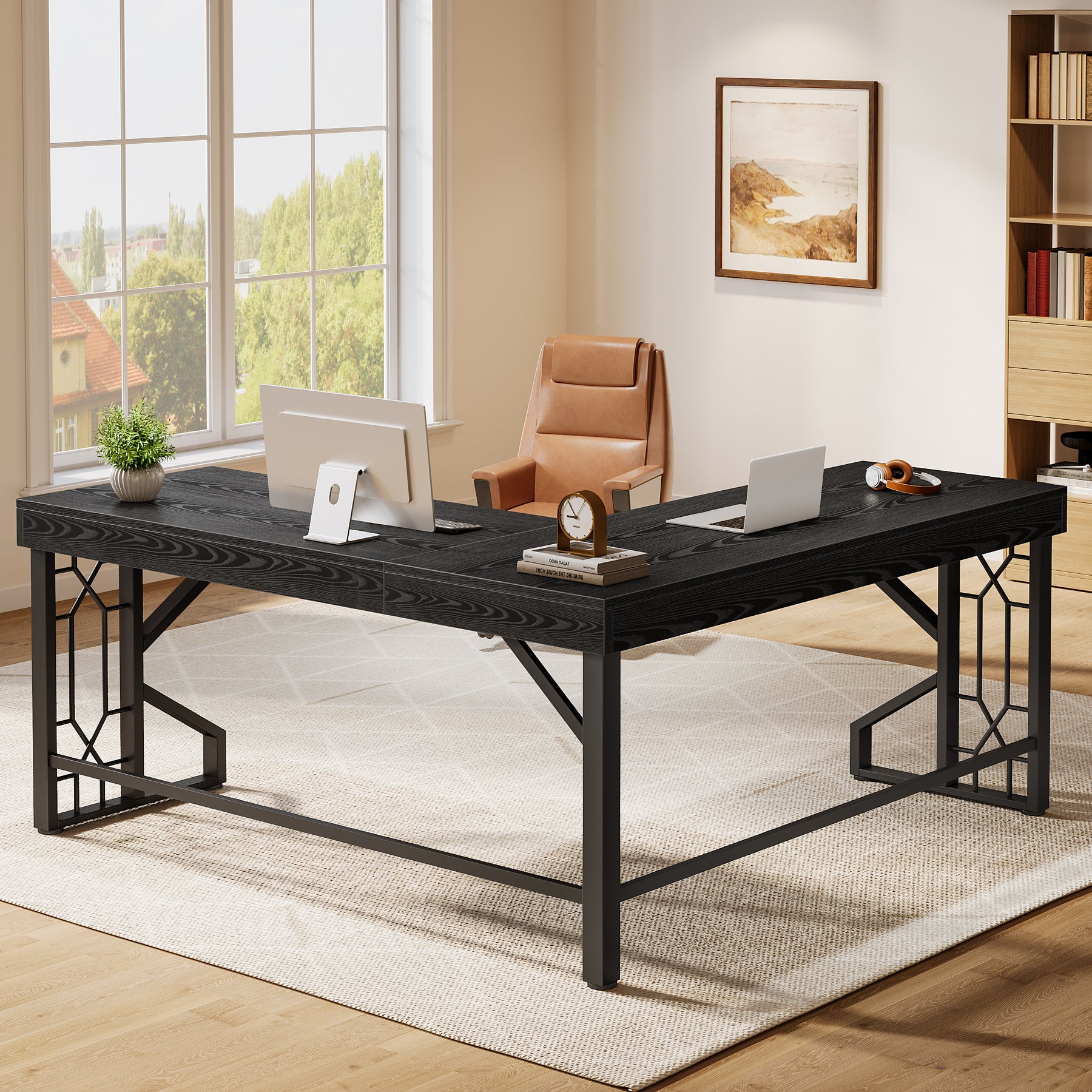 L-Shaped Desk, Modern Corner Computer Desk Gaming Table for Home Office