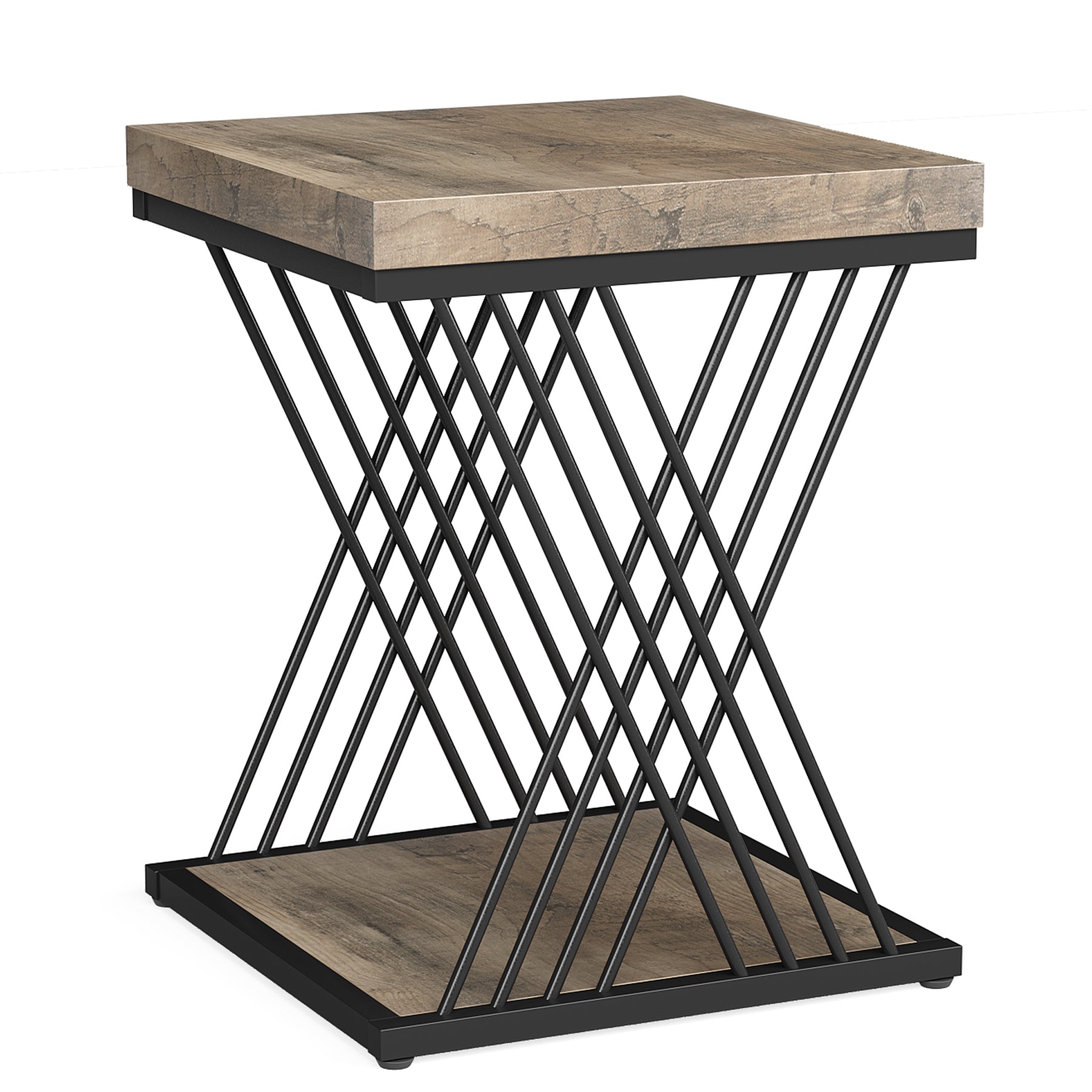 Square End Table, 2-Tier Side Table Modern Bedside Table