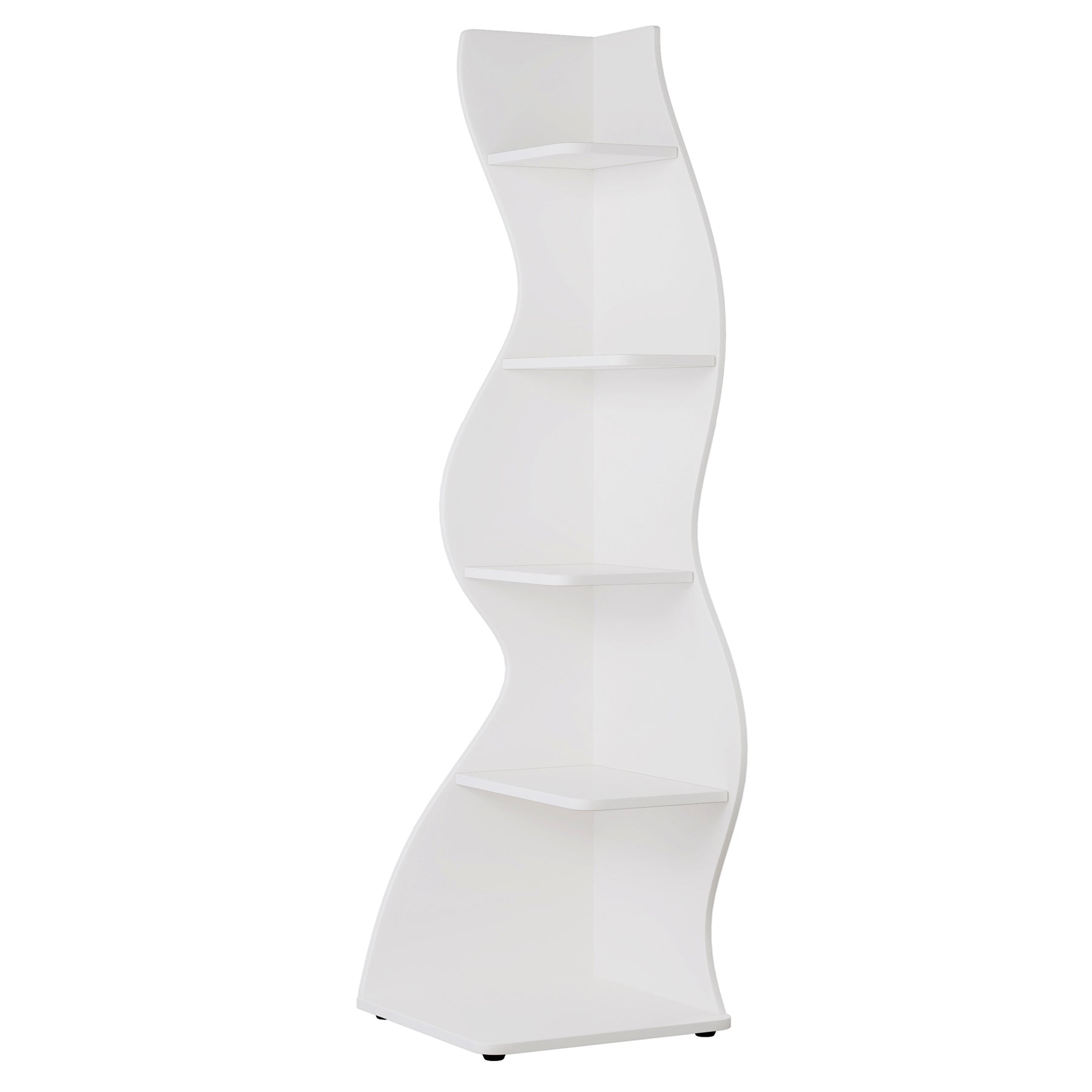 Tribesigns Wavy Corner Shelf, Modern 5-Tier Curved Bookshelf for Small Spaces