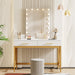 Modern Makeup Vanity, 2-Drawer Dressing Table with Lighted Mirror Tribesigns