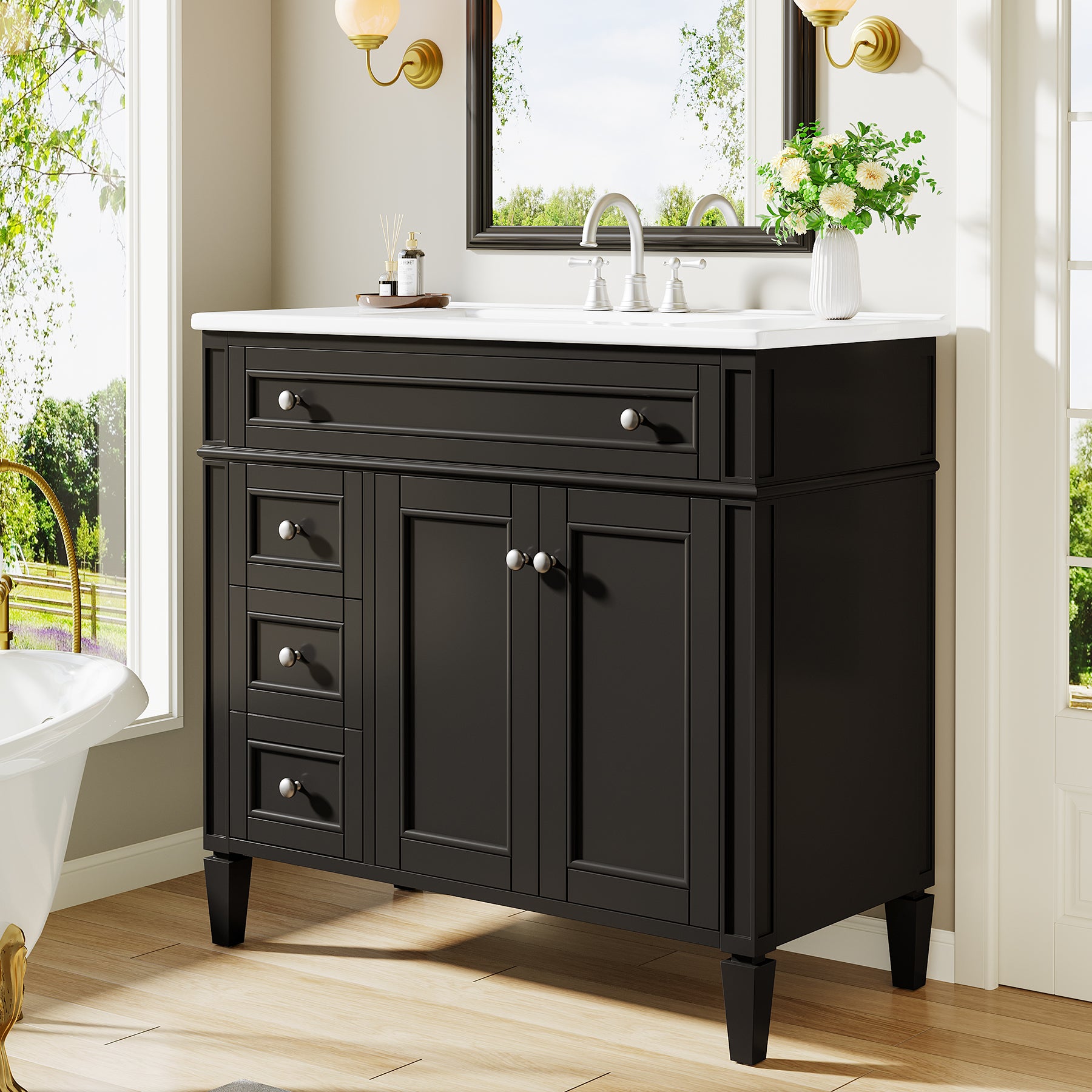 Modern Bathroom Vanity, 36" Bathroom Sink Vanity Cabinet with 3 Drawers
