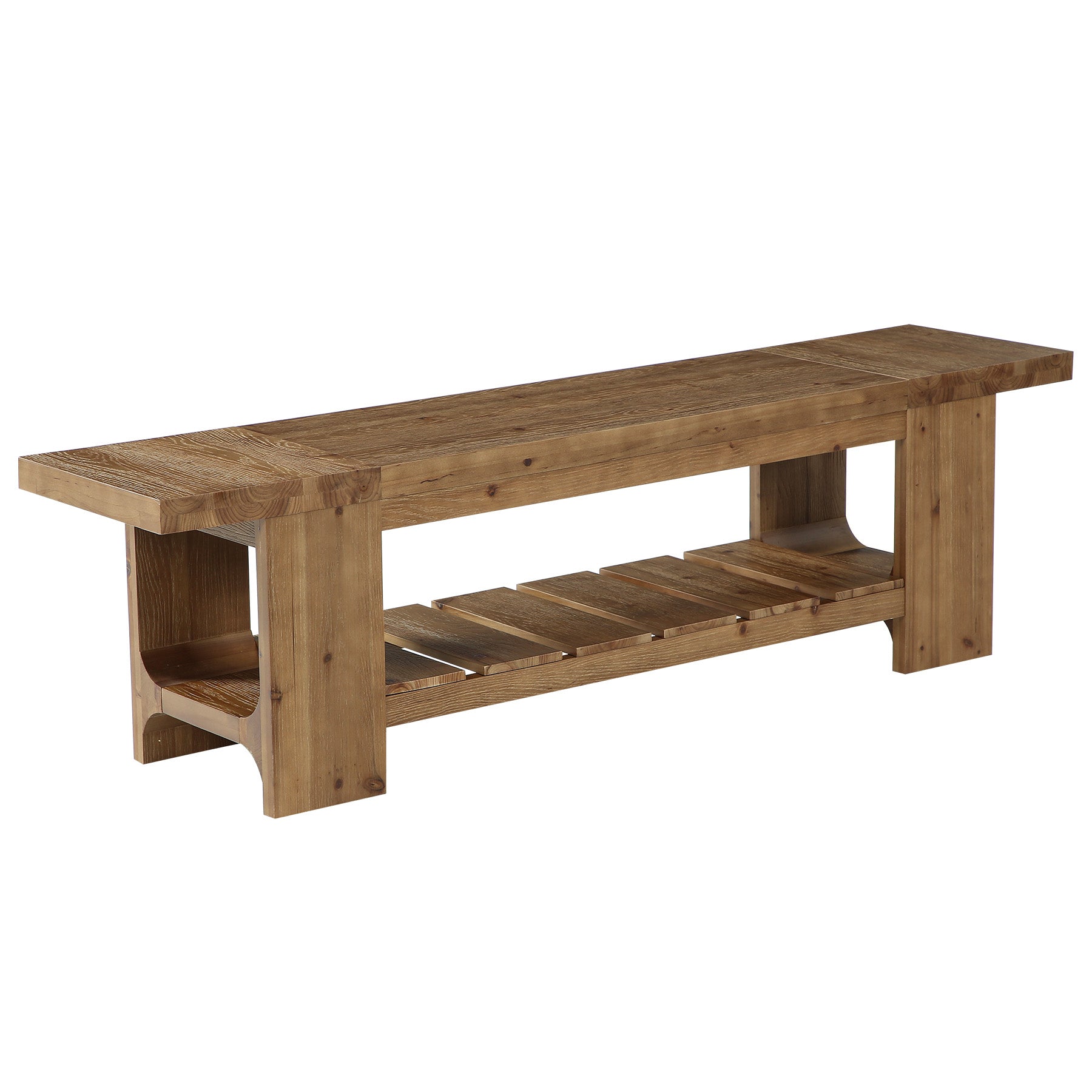 70.9" Solid Wood TV Stand, Media Console with with Lower Storage Shelf for Living Room