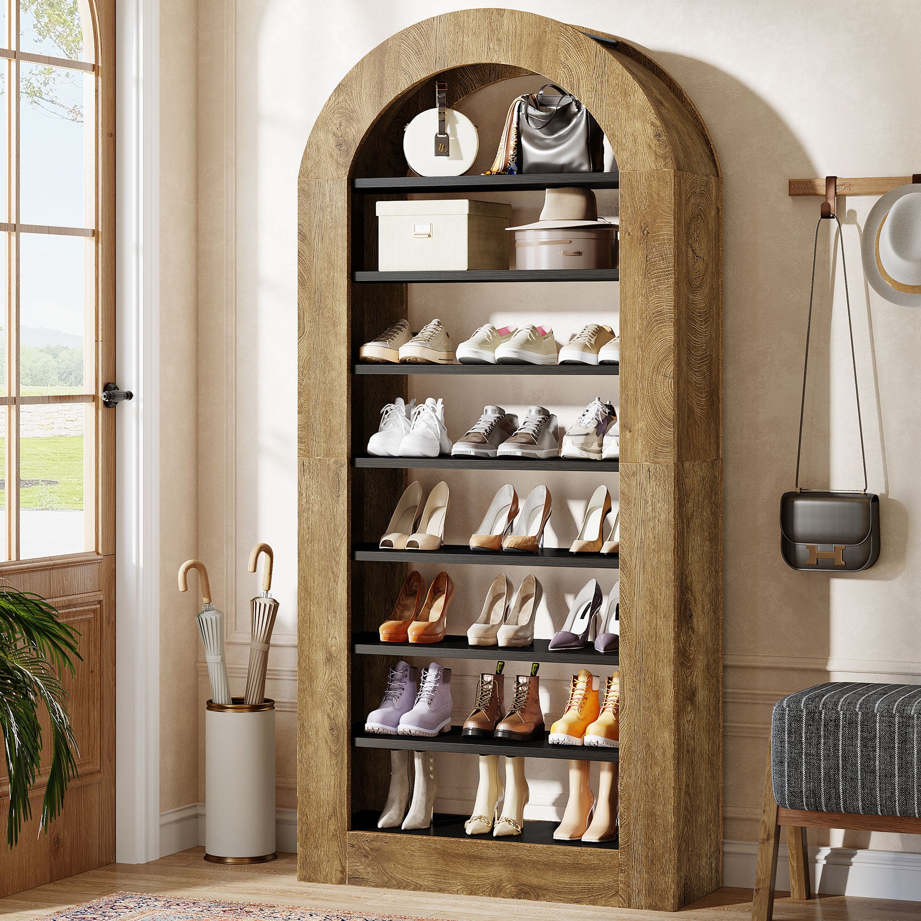 8-Tier Arched Shoe Rack, 70.9" Tall Freestanding Shoe Storage Organizer