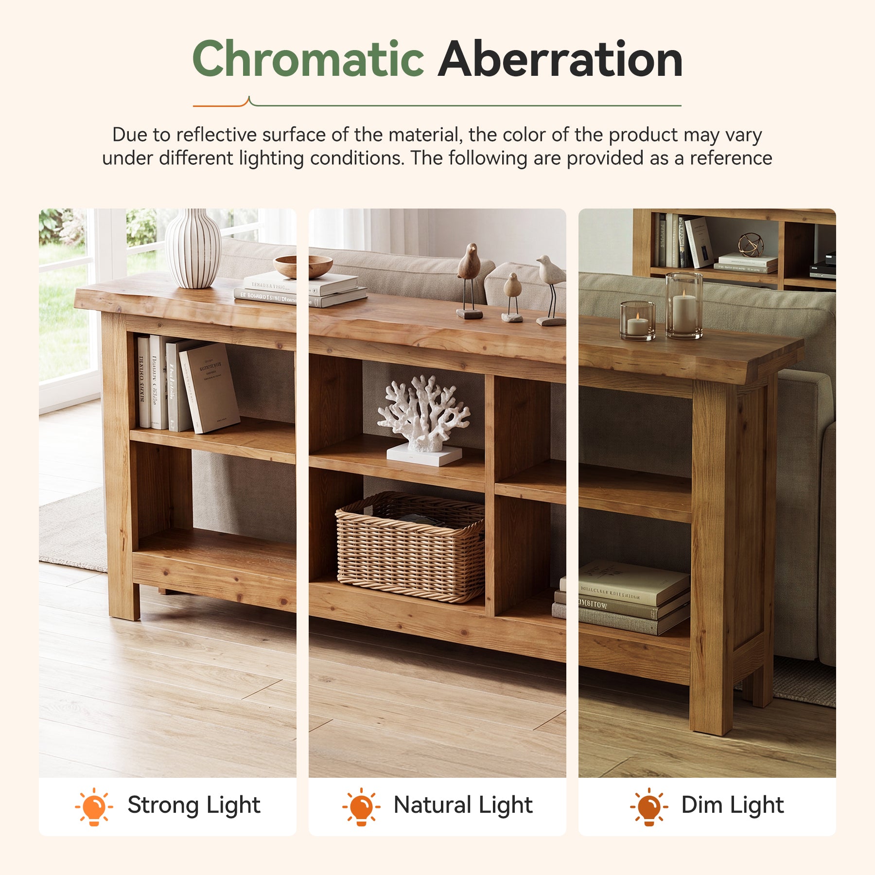 70.8" Long Console Table, 3-Tier Solid Wood Entryway Table with 6 Cubes Shelf