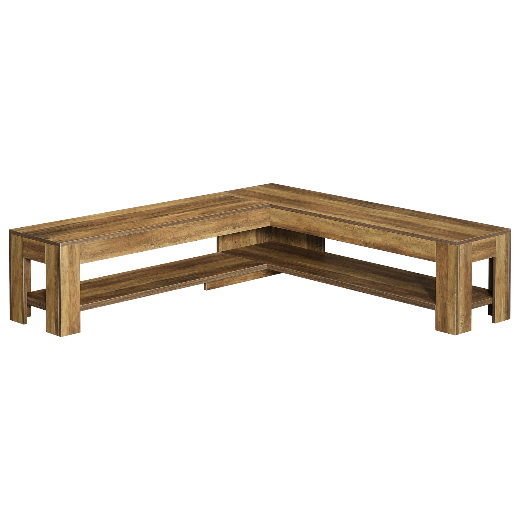 L-Shaped Bench, Corner Dining Nook Bench with Storage Shelf for Kitchen, Living Room