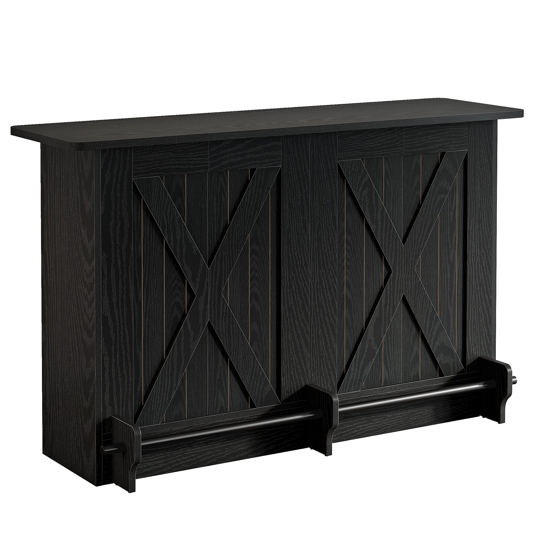 63" Home Bar Unit, 2-Tier Bar Table Coffee Cabinet with Footrest