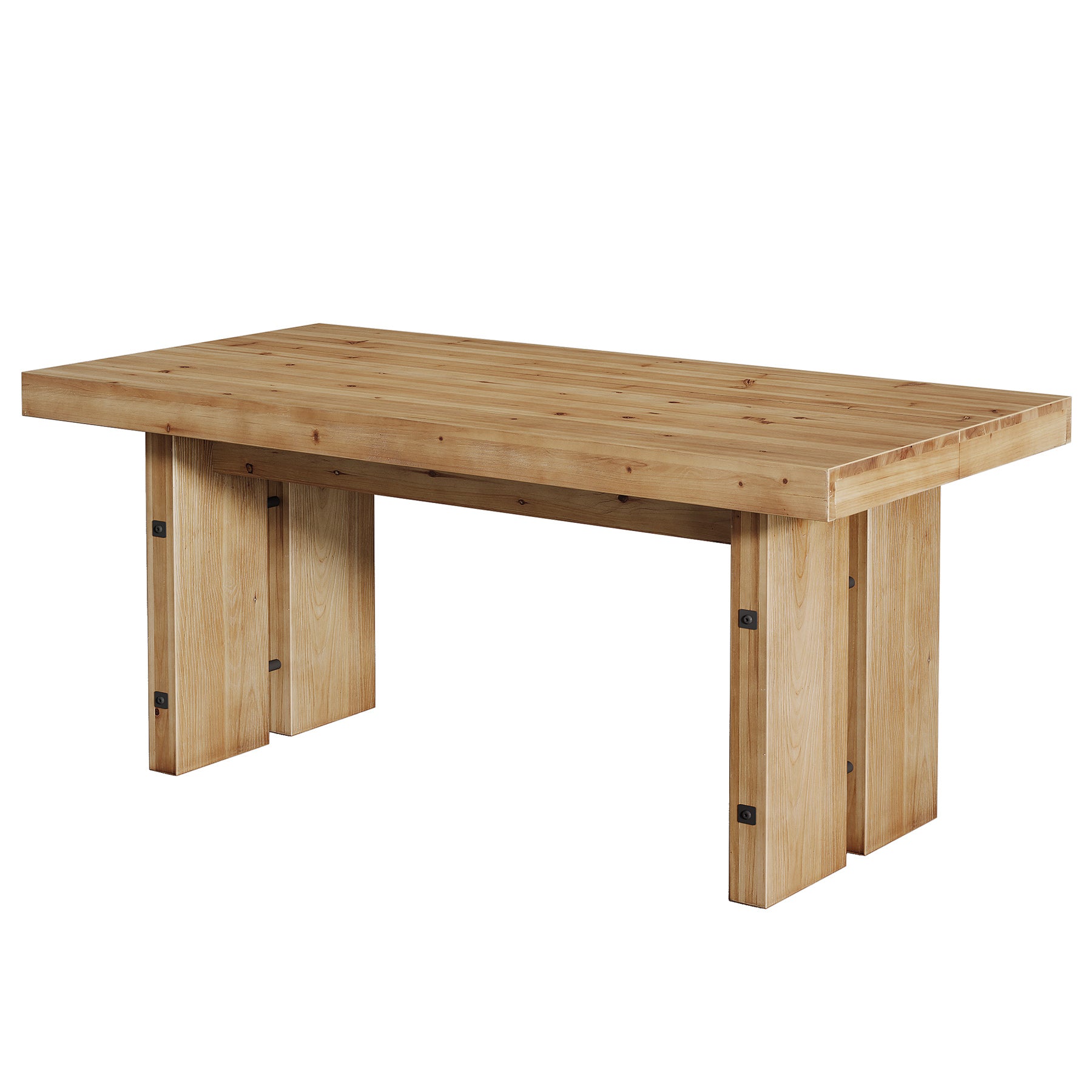 63" Farmhouse Dining Table for 6, Solid Wood Rectangular Kitchen Table with Pedestal Base