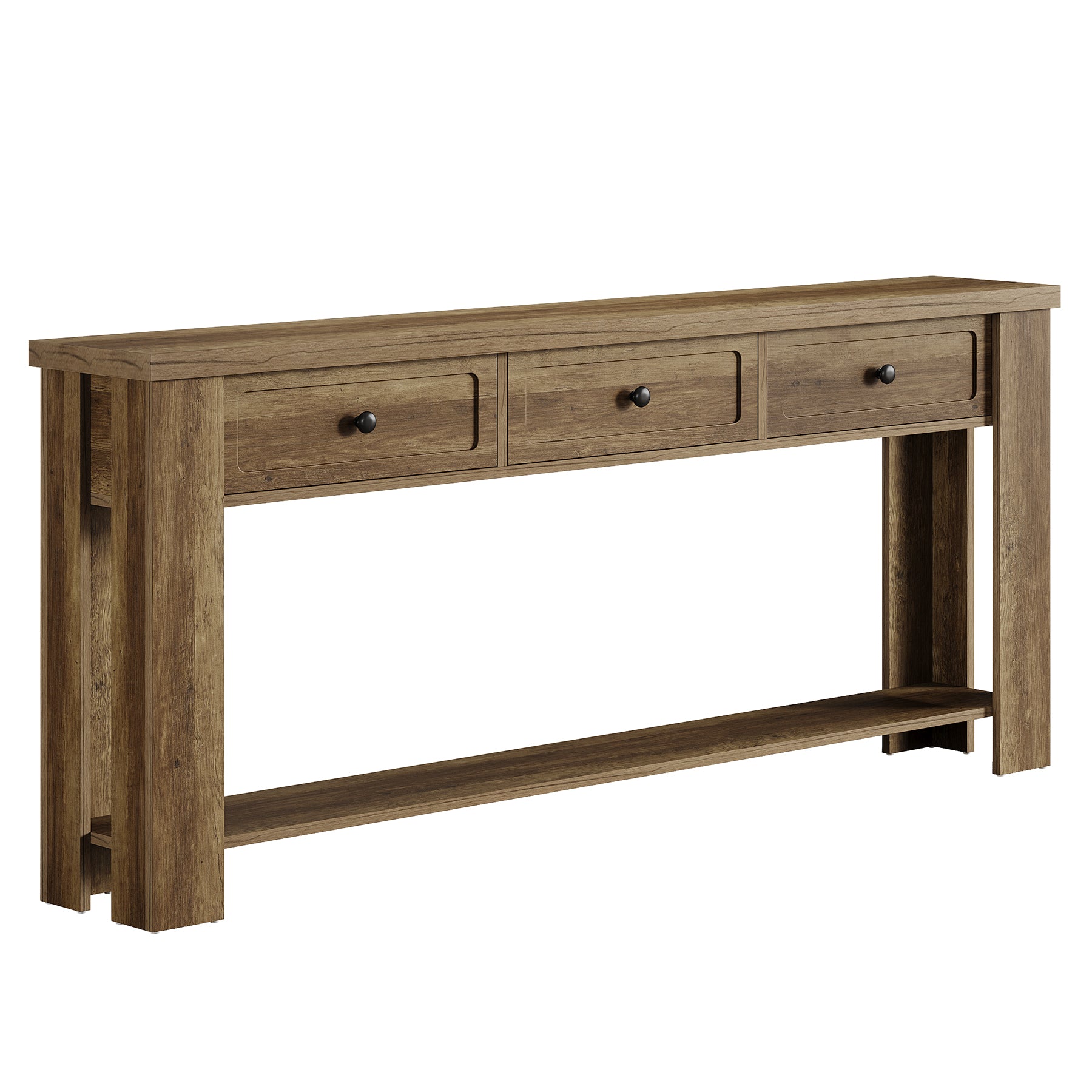 70.9" Extra-Long Console Table with 3 Drawers, Narrow Farmhouse Entryway Sofa Table with Shelf for Hallway or Behind Couch
