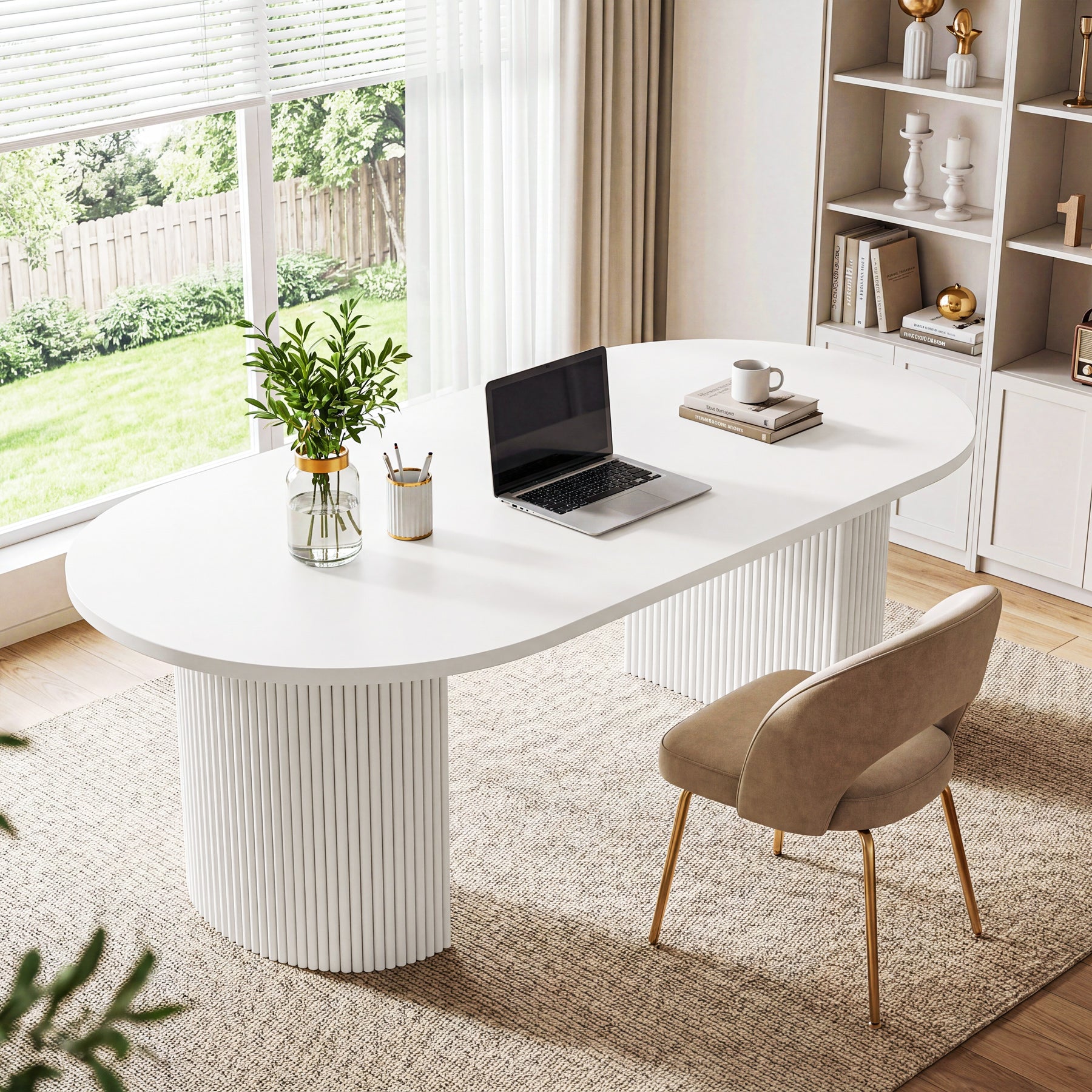 63" Executive Desk, Modern Computer Desk with Sturdy Base for Home Office