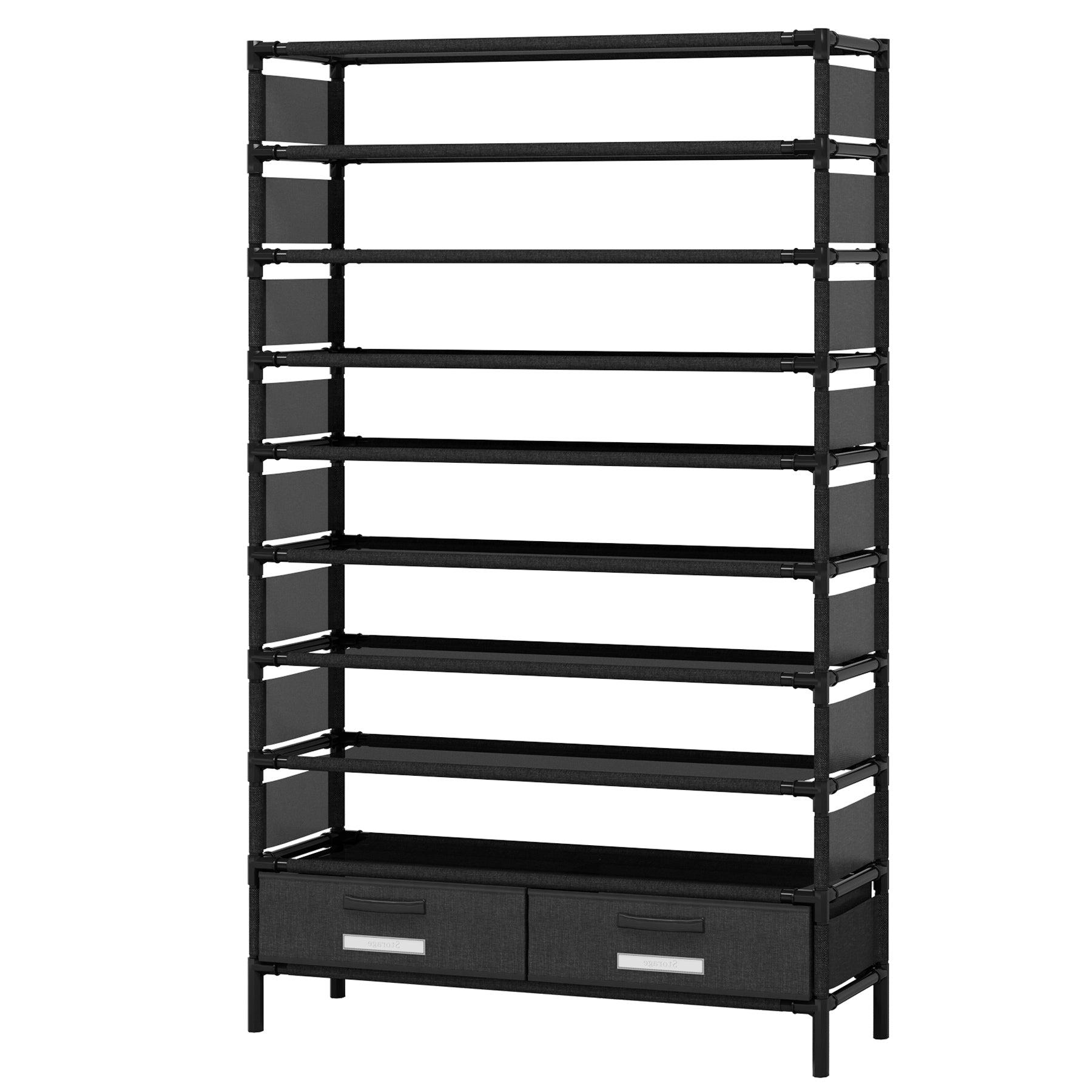 10-Tier Shoe Rack, 32 Pairs Vertical Shoe Shelf Organizer with Bins Drawers