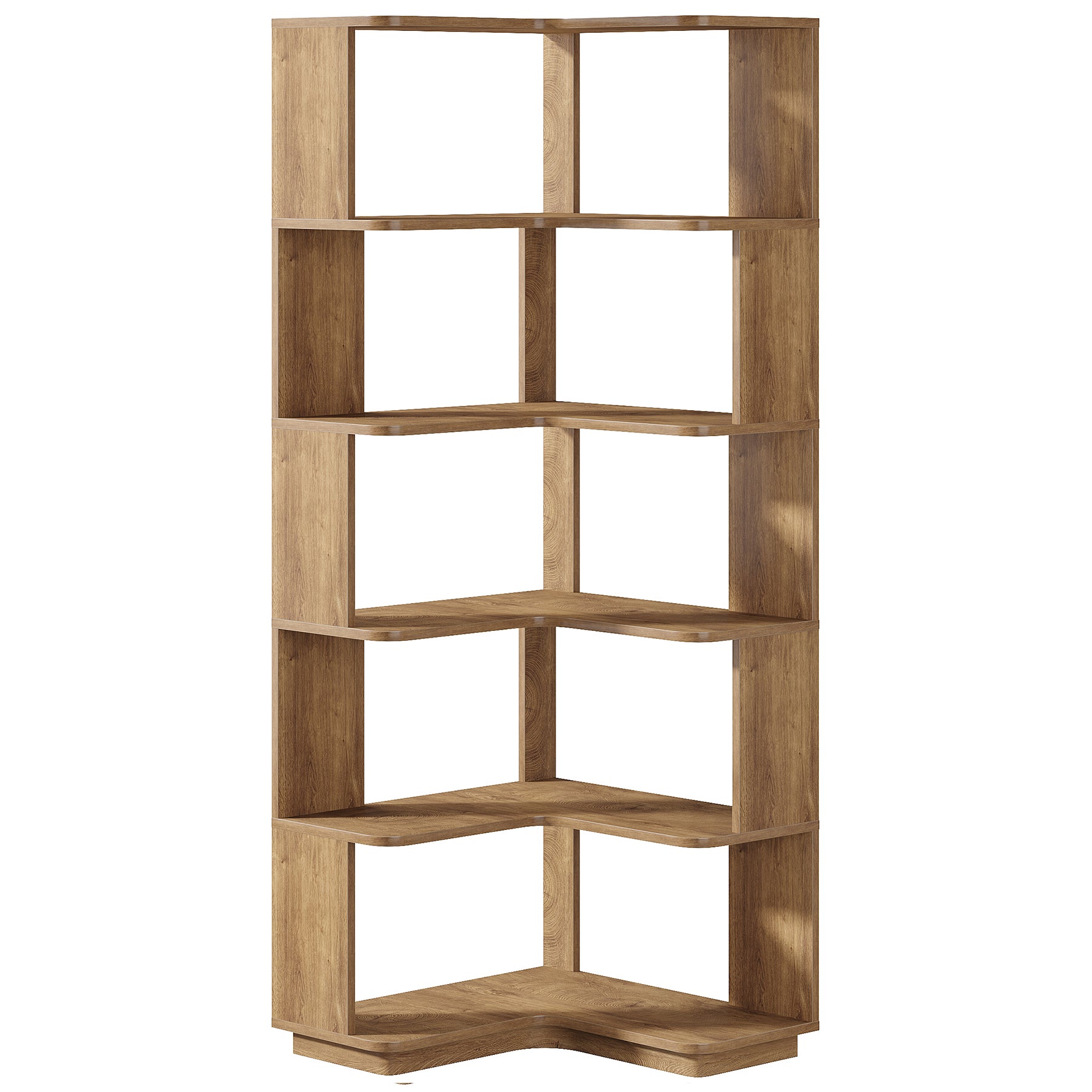 65" Tall L - Shaped Bookshelf, 6 - Tier Corner Bookcase Display Rack with Anti - Drop Panel Tribesigns