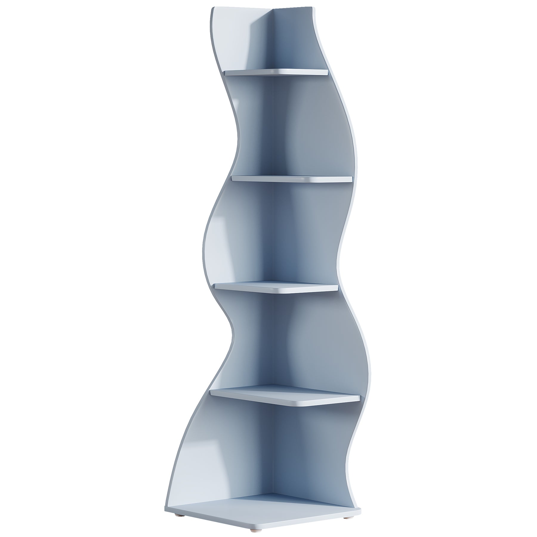 Wavy Corner Shelf, 5-Tier Bookshelf Bookcase Display Rack