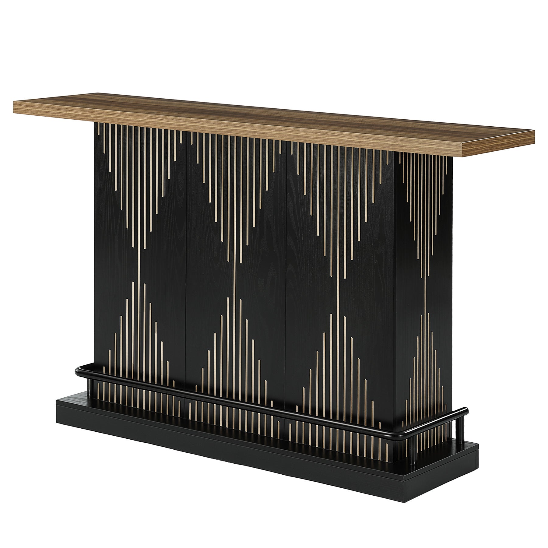 63" Bar Table, Rectangular Home Bar Unit with 2-Tier Storage Shelf for Kitchen