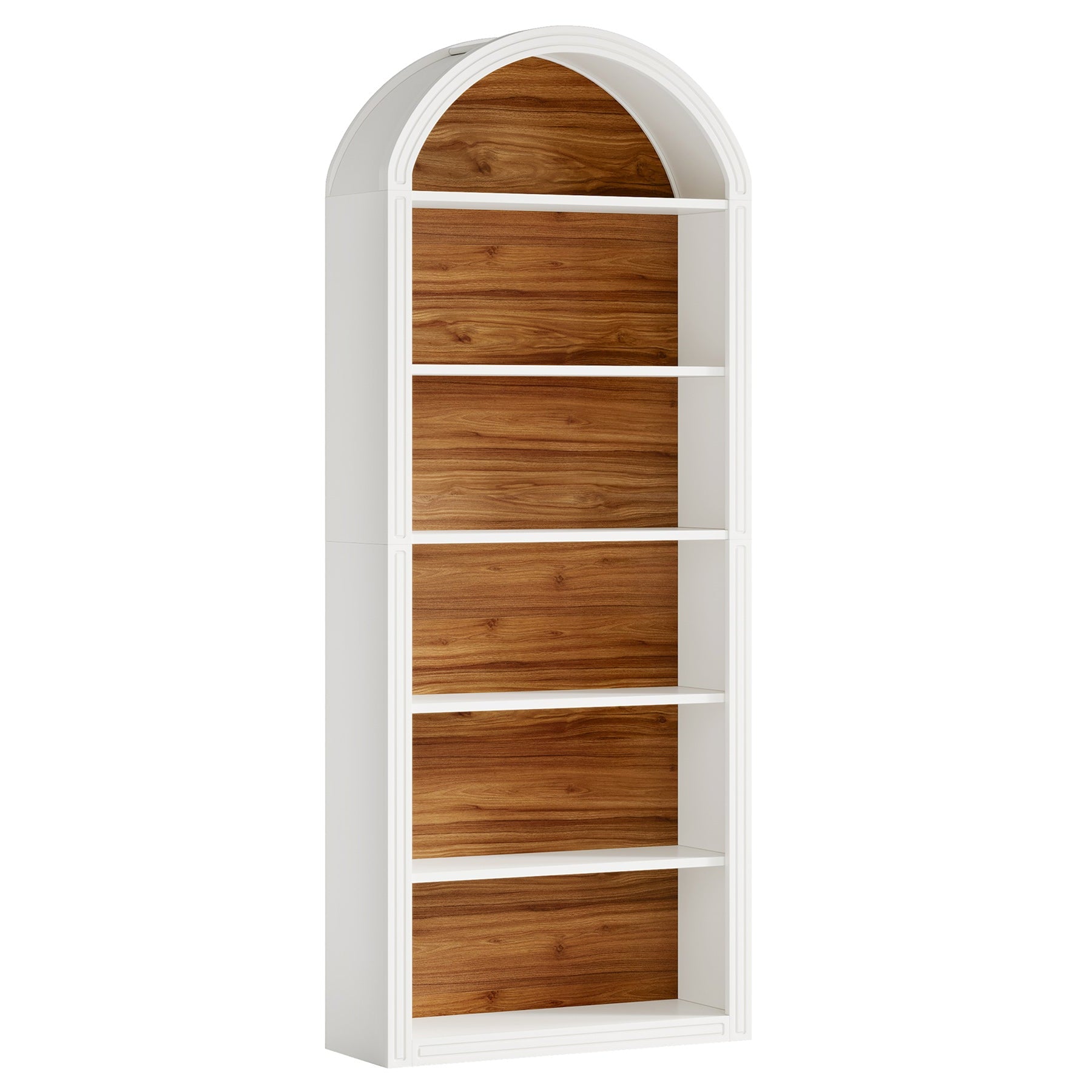 6/8-Tier Tall Bookshelf, Wooden Arched Bookcase Display Shelving Unit