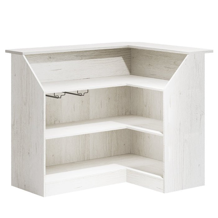 L-Shaped Reception Desk with Storage Shelves, Modern Front Desk for Small Office or Salon