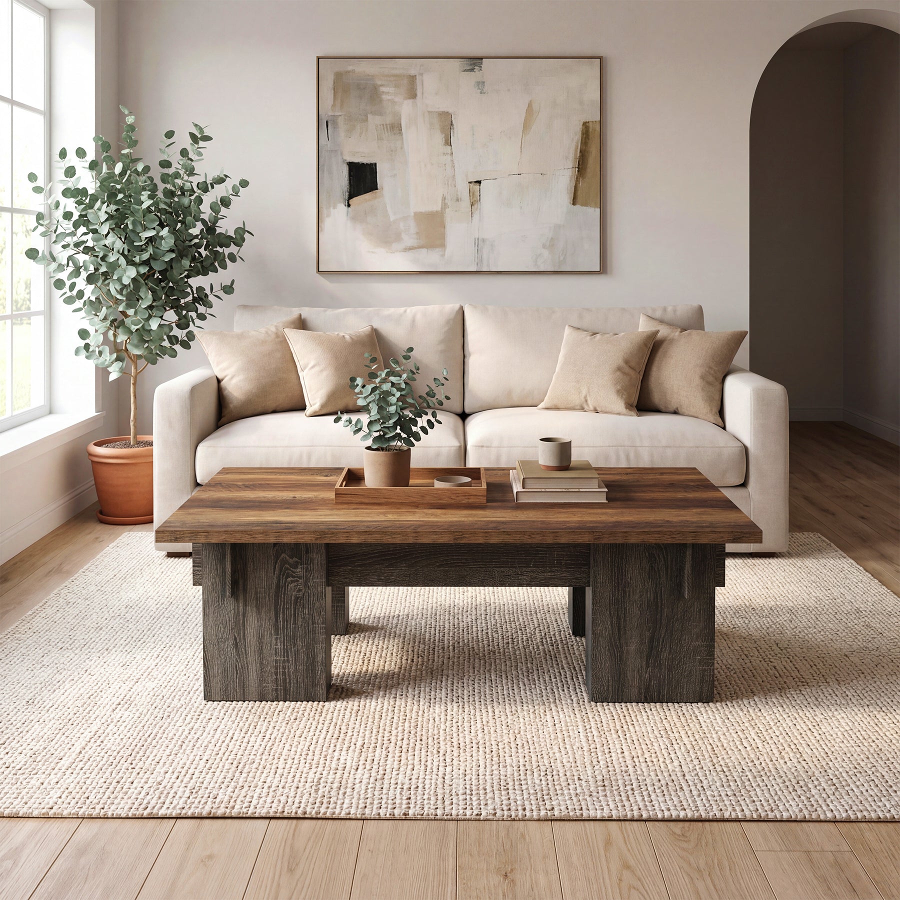55" Rectangular Coffee Table for Living Room