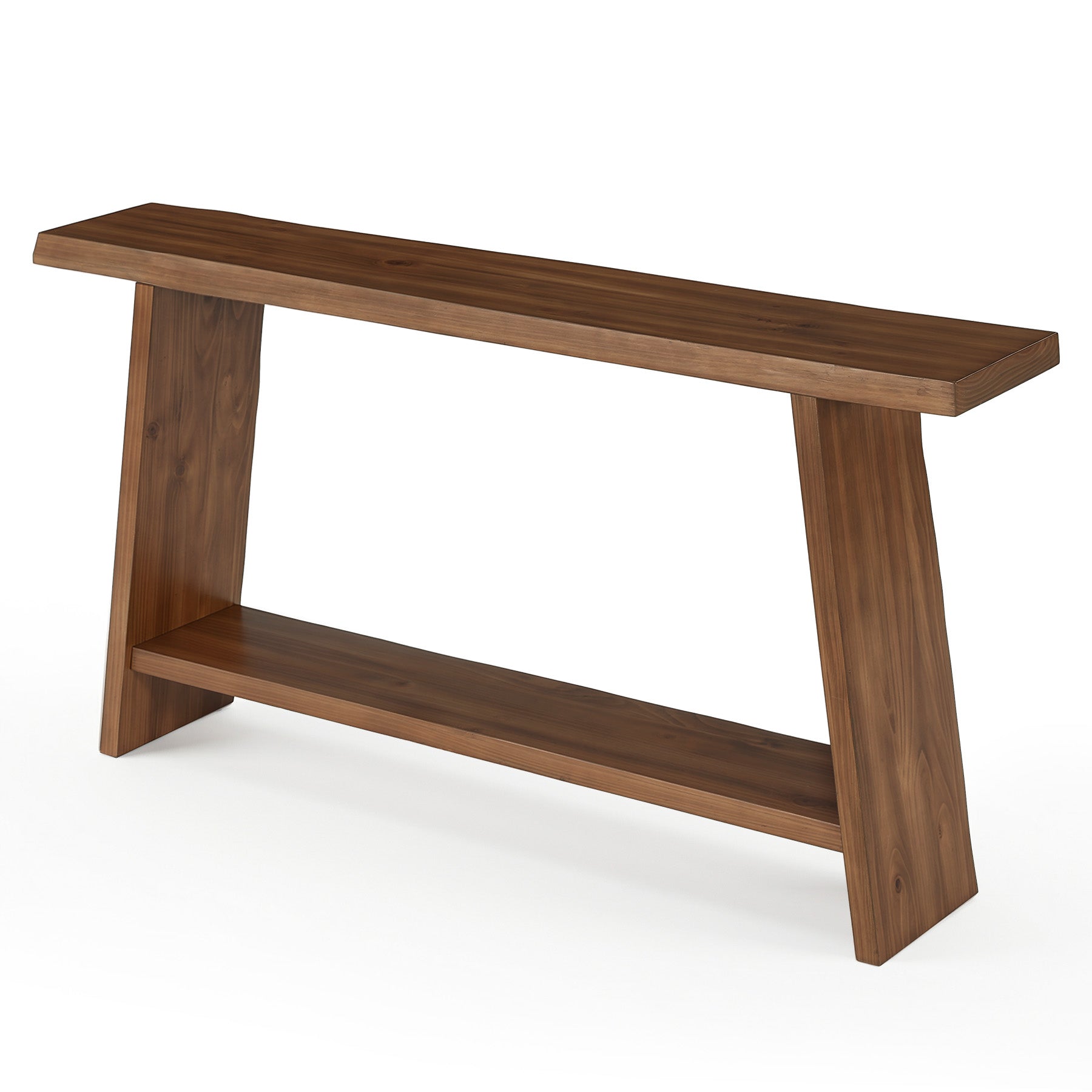 63" Solid Wood Console Table with Shelf, Farmhouse Narrow Entryway & Sofa Table