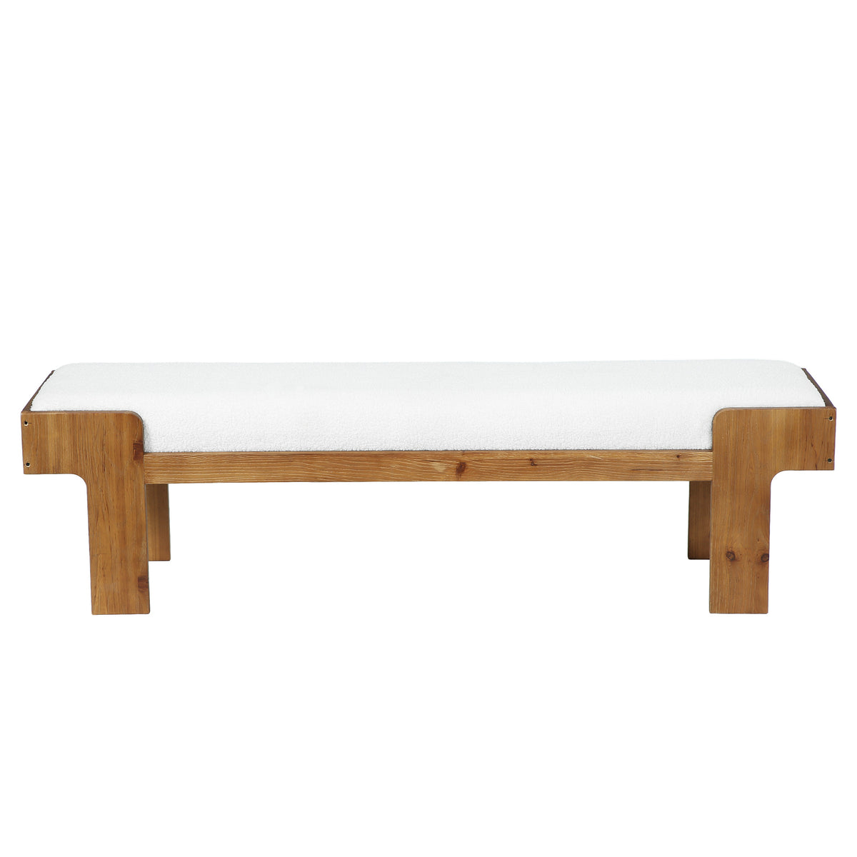 63" Upholstered Entryway Bench, Solid Wood End of Bed Bench, for 2-3