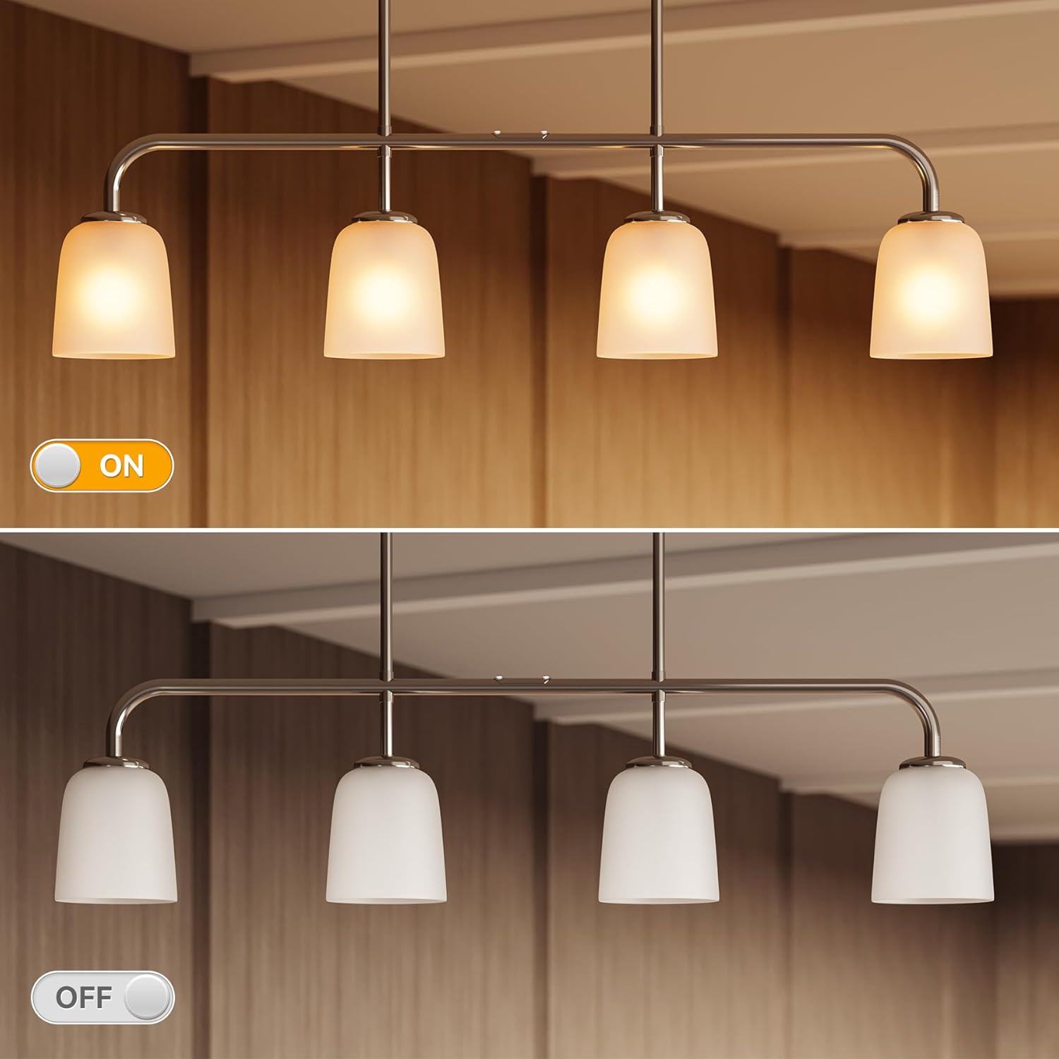 4 - Light Pendant Lighting with White Frosted Glass Shade (No Bulbs Included) Tribesigns