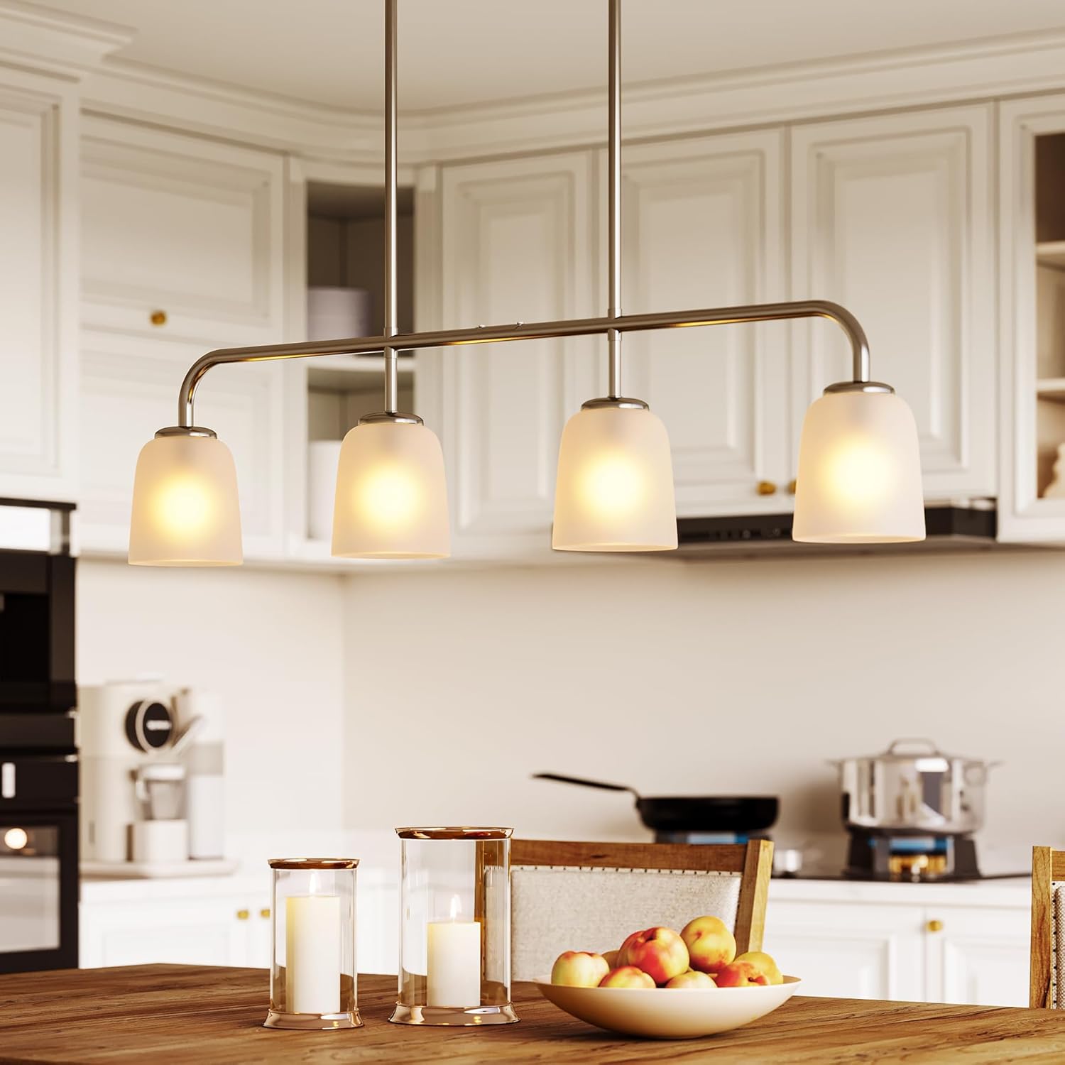 4 - Light Pendant Lighting with White Frosted Glass Shade (No Bulbs Included) Tribesigns