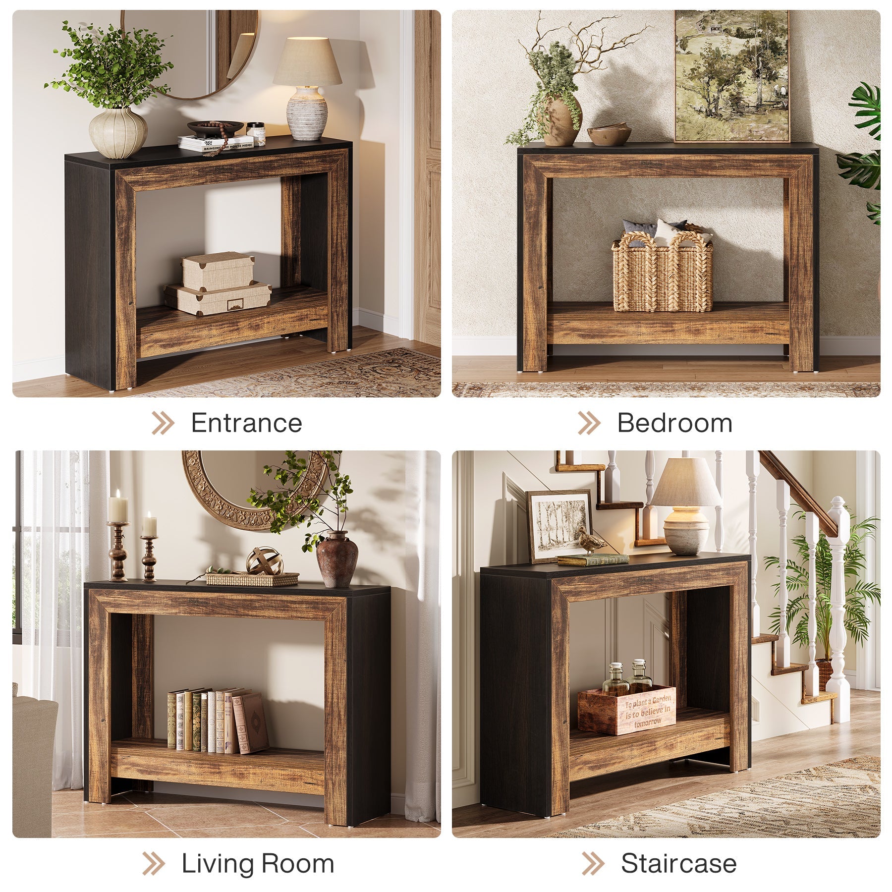 41" Console Table, Farmhouse Hallway Table Sofa Table with Open Storage Tribesigns