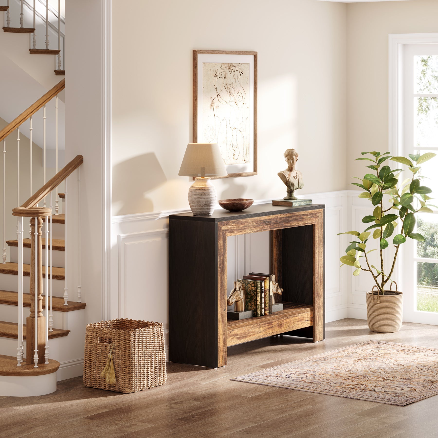 41" Console Table, Farmhouse Hallway Table Sofa Table with Open Storage Tribesigns