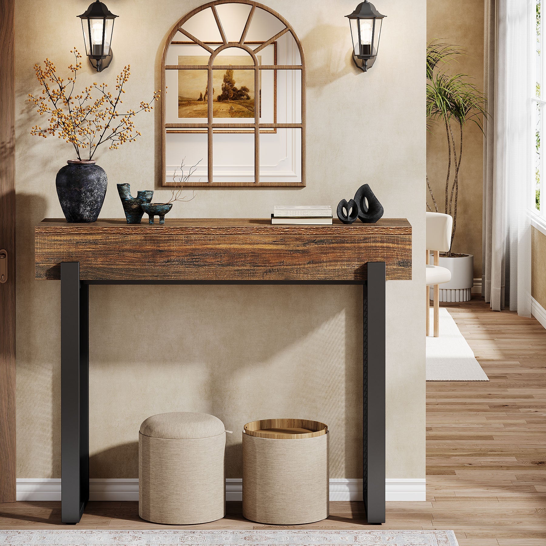 41" Console Table, Small Sofa Entryway Table with Storage and Mesh Metal Legs Tribesigns