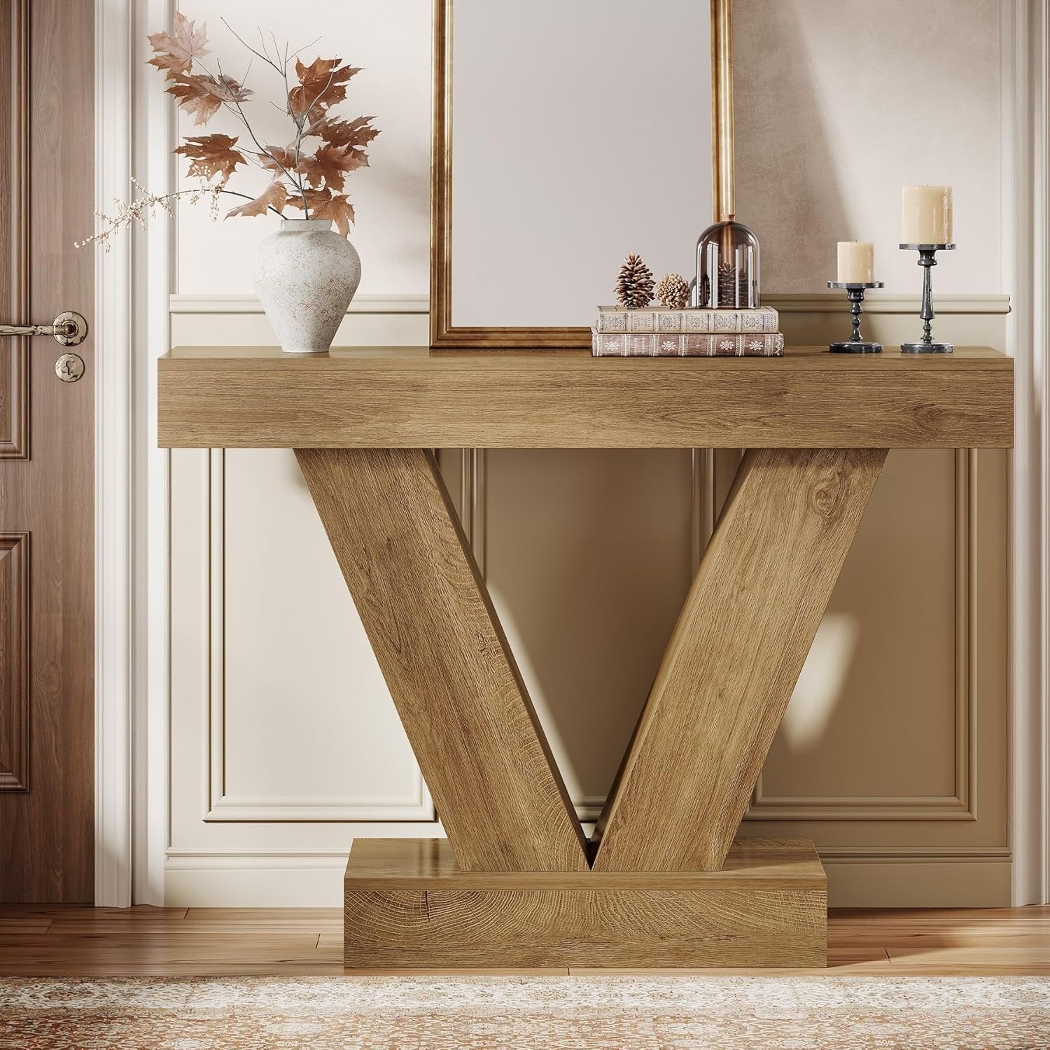 41.3" Console Table, Sofa Entryway Table Behind Couch with V-Shaped Legs