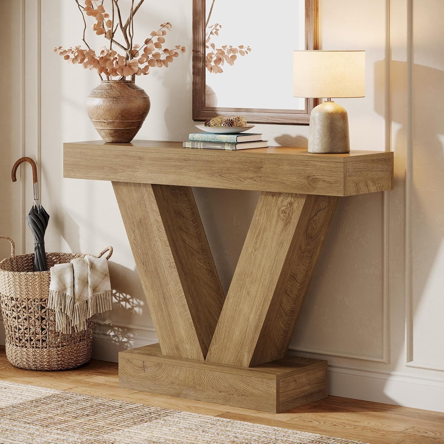 41.3" Console Table, Sofa Entryway Table Behind Couch with V-Shaped Legs