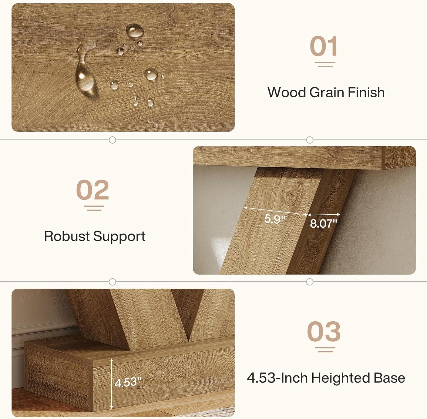 41.3" Console Table, Sofa Entryway Table Behind Couch with V-Shaped Legs