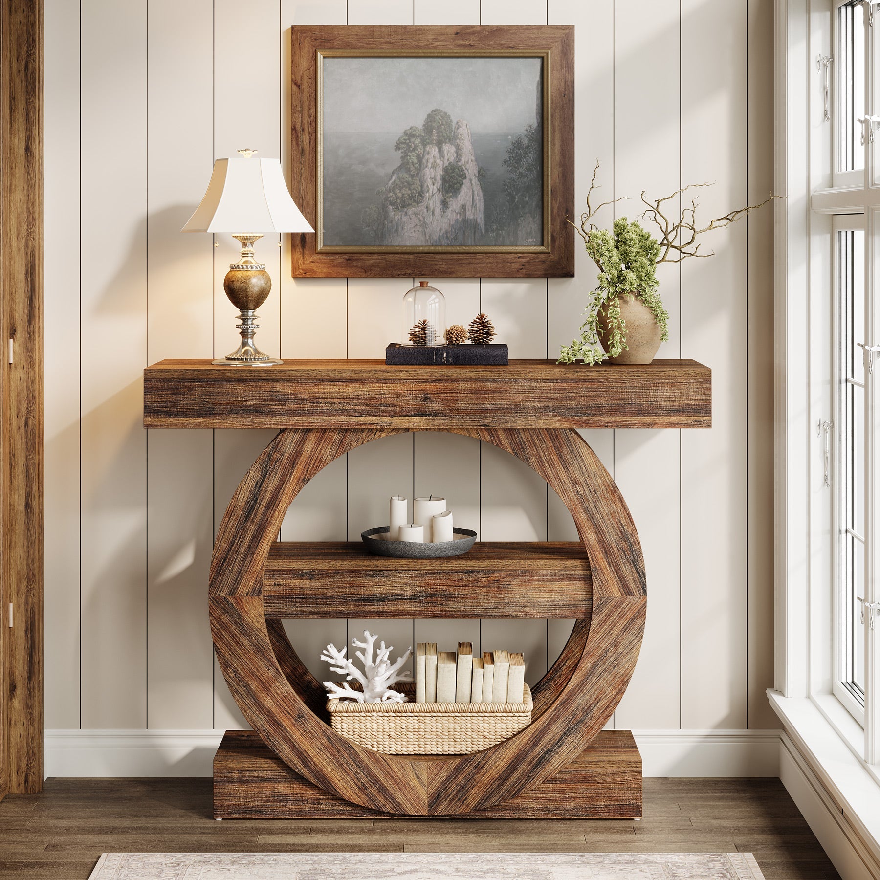 41.3" Console Table, 3 - Tier Sofa Hallway Table with Storage Shelves Tribesigns