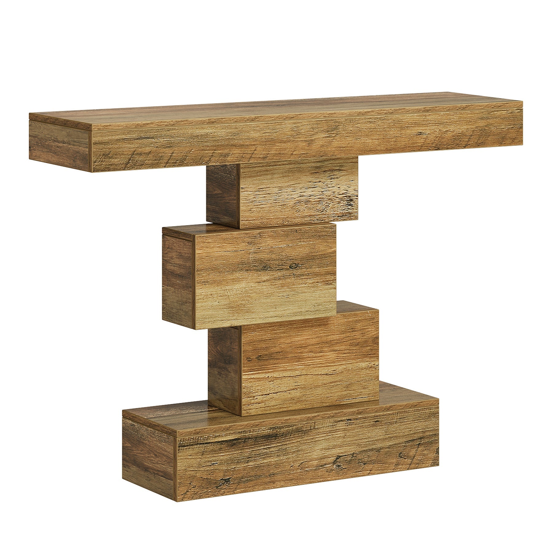 42" Console Table, Wood Sofa Table Accent Table with Geometric Base