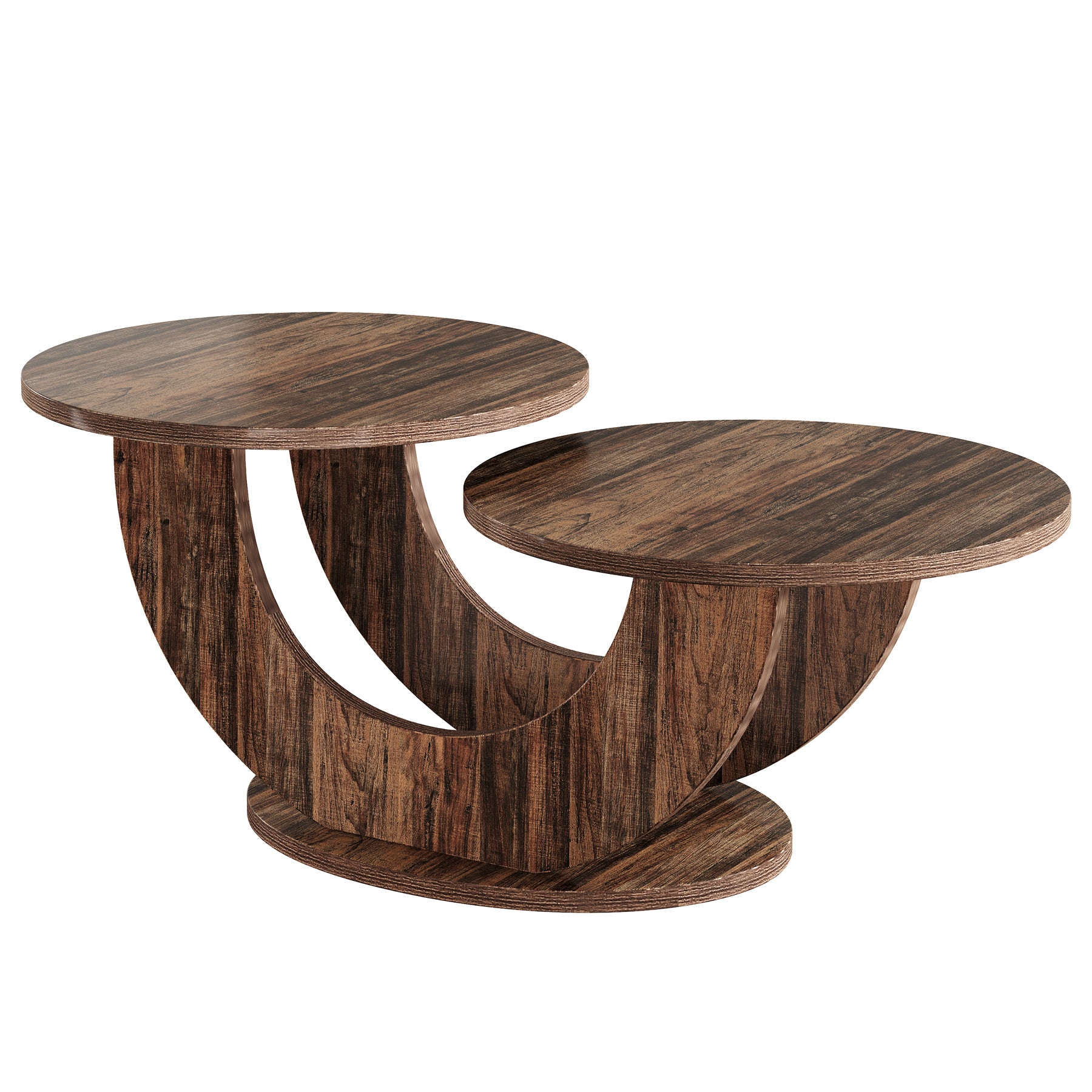 45" Coffee Table, 2-Tier Accent Center Cocktail Table with U-Shaped Frame