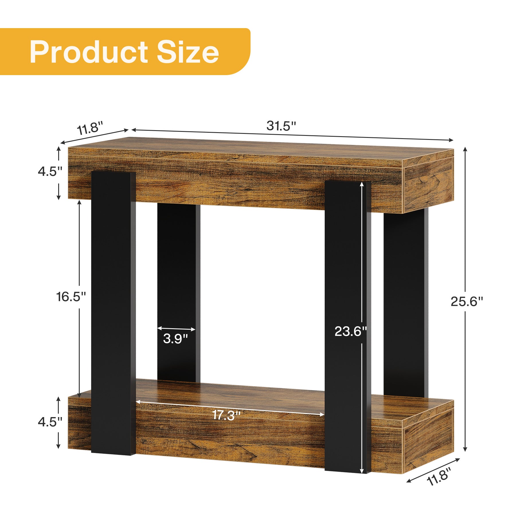 2-Tier End Table, Farmhouse Side Table with Storage Shelf for Living Room