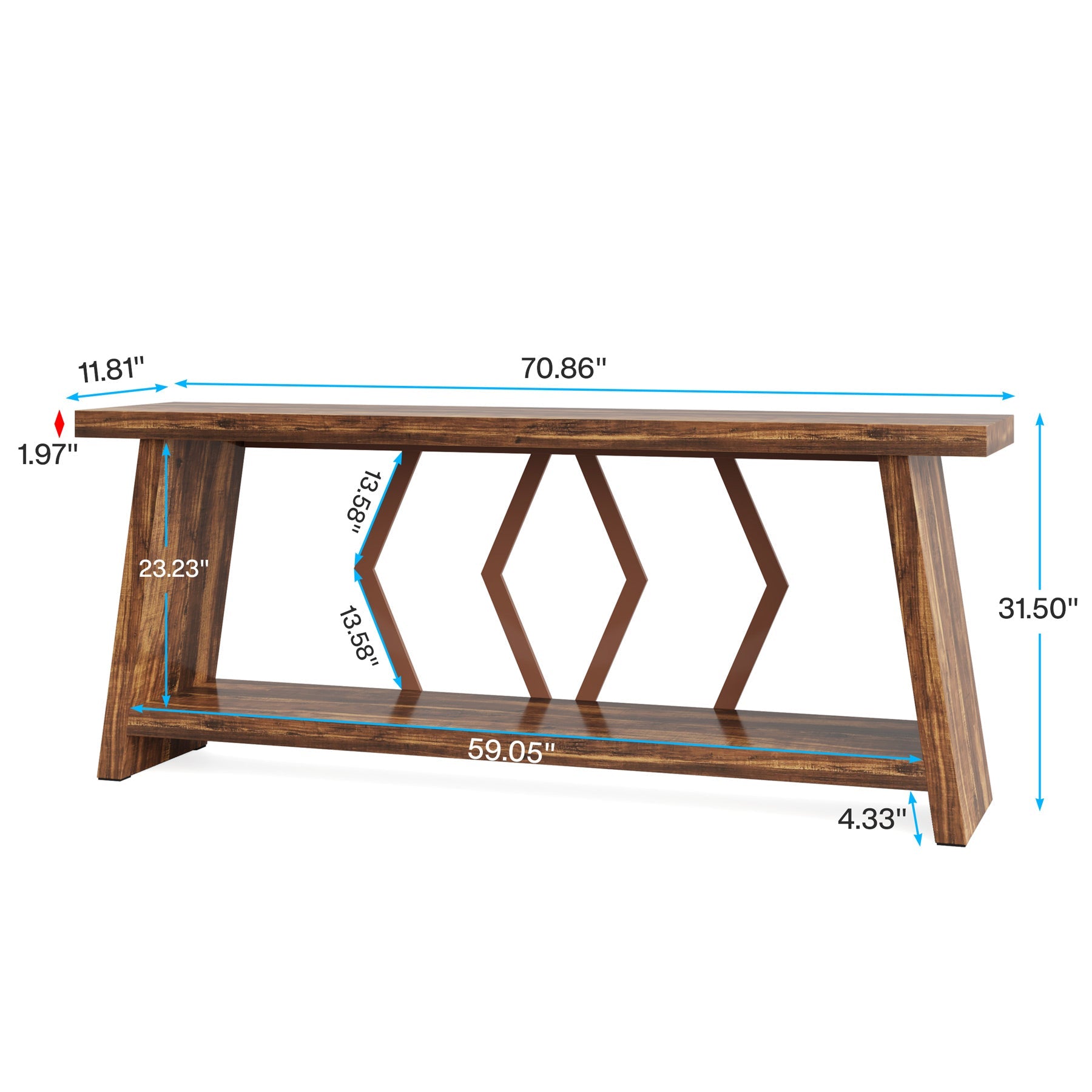 70.86 - Inch Console Sofa Table with Storage for Entryway Living Room Tribesigns