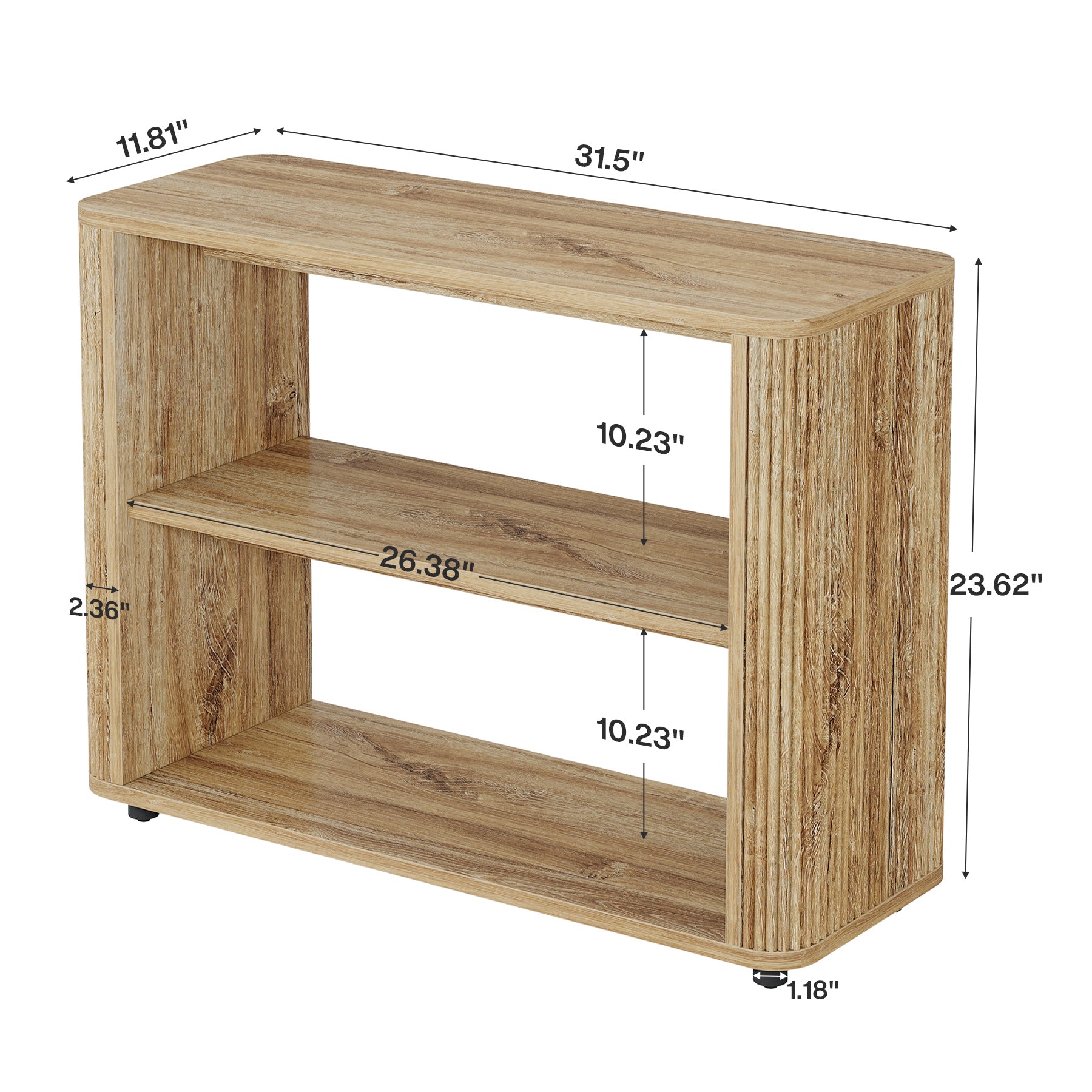 3-Tier End Table, Narrow Side Table Nightstand with Storage Shelves