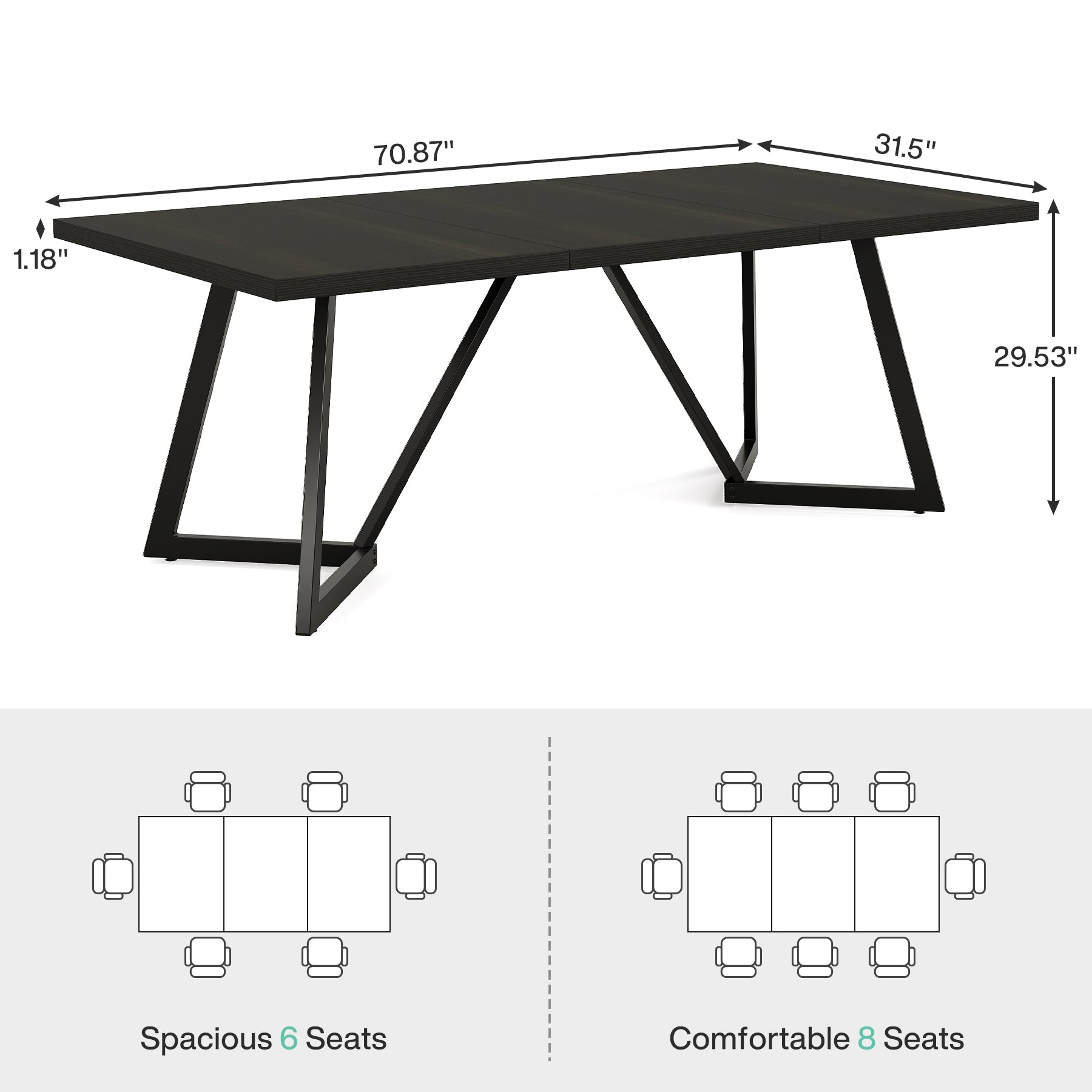 black rectangle dining table
