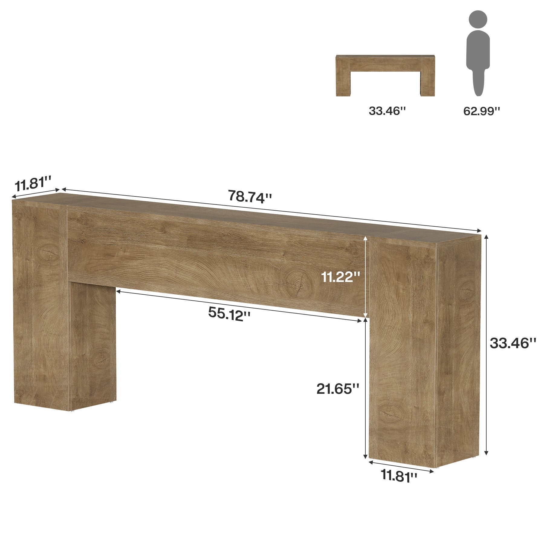 79" Extra Long Console Table, Farmhouse Sofa Table with Double Pedestal Base for Entryway & Living Room